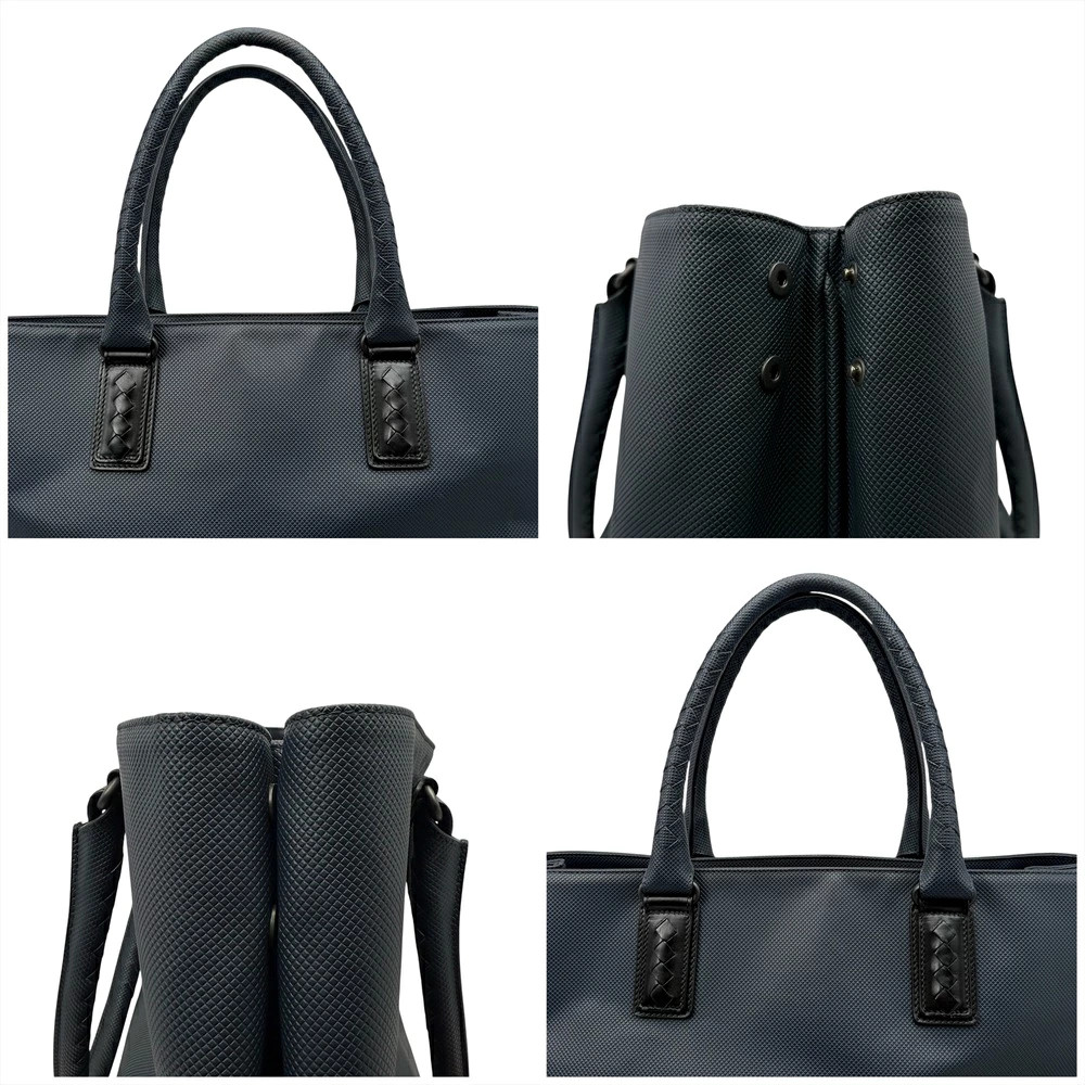 Bottega Veneta Tote Bag Document Business Black Navy PVC Leather
