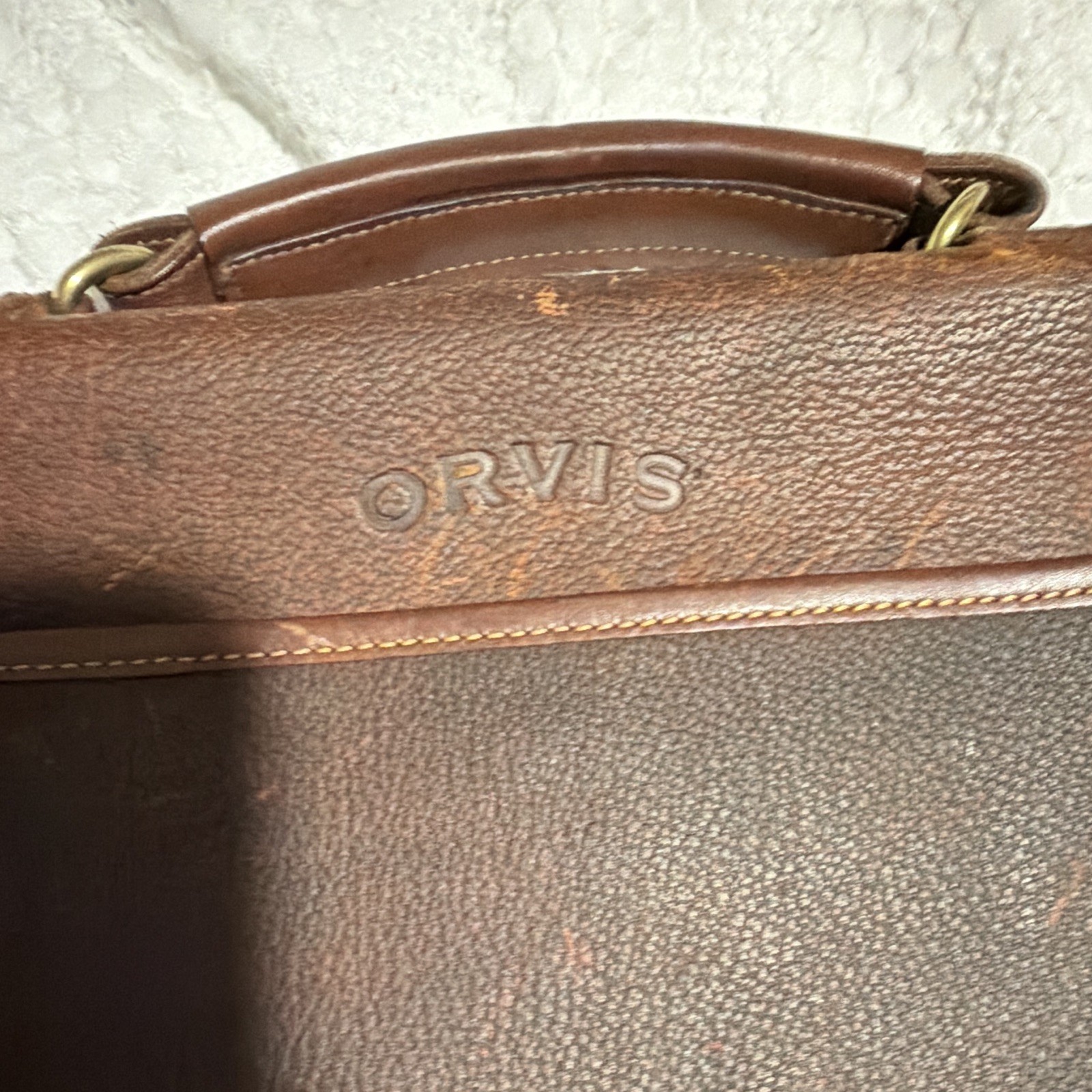 Orvis Brown Men’s Briefcase/Document Case Buckle Closure Crossbody Pockets