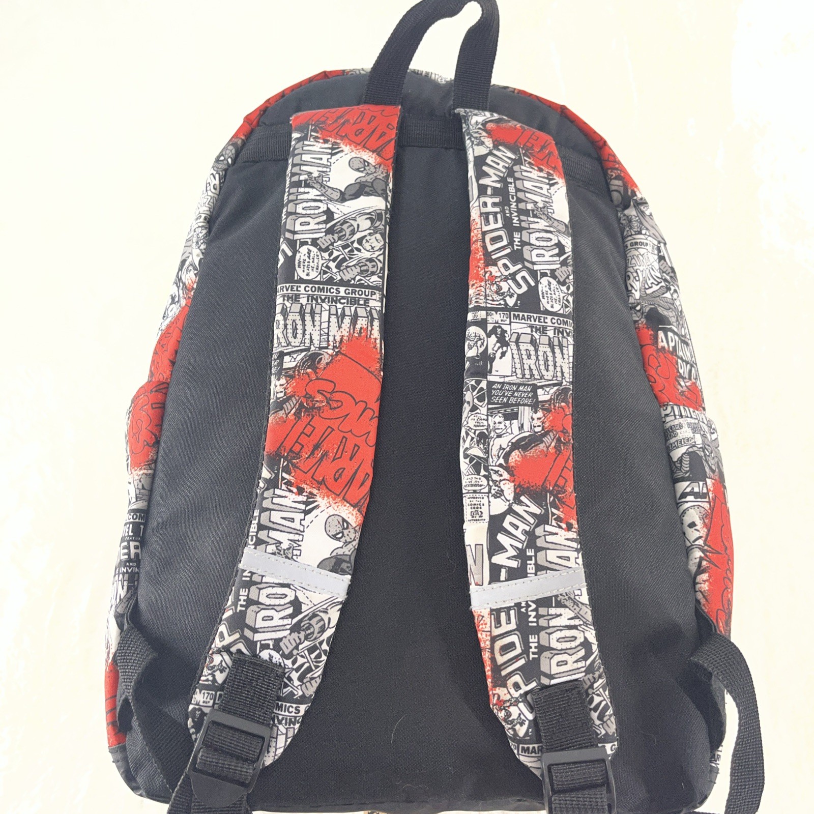 MARVEL COMIC BOOK BLACK & WHITE COVERS BACKPACK Spider-Man, Iron Man, Thor