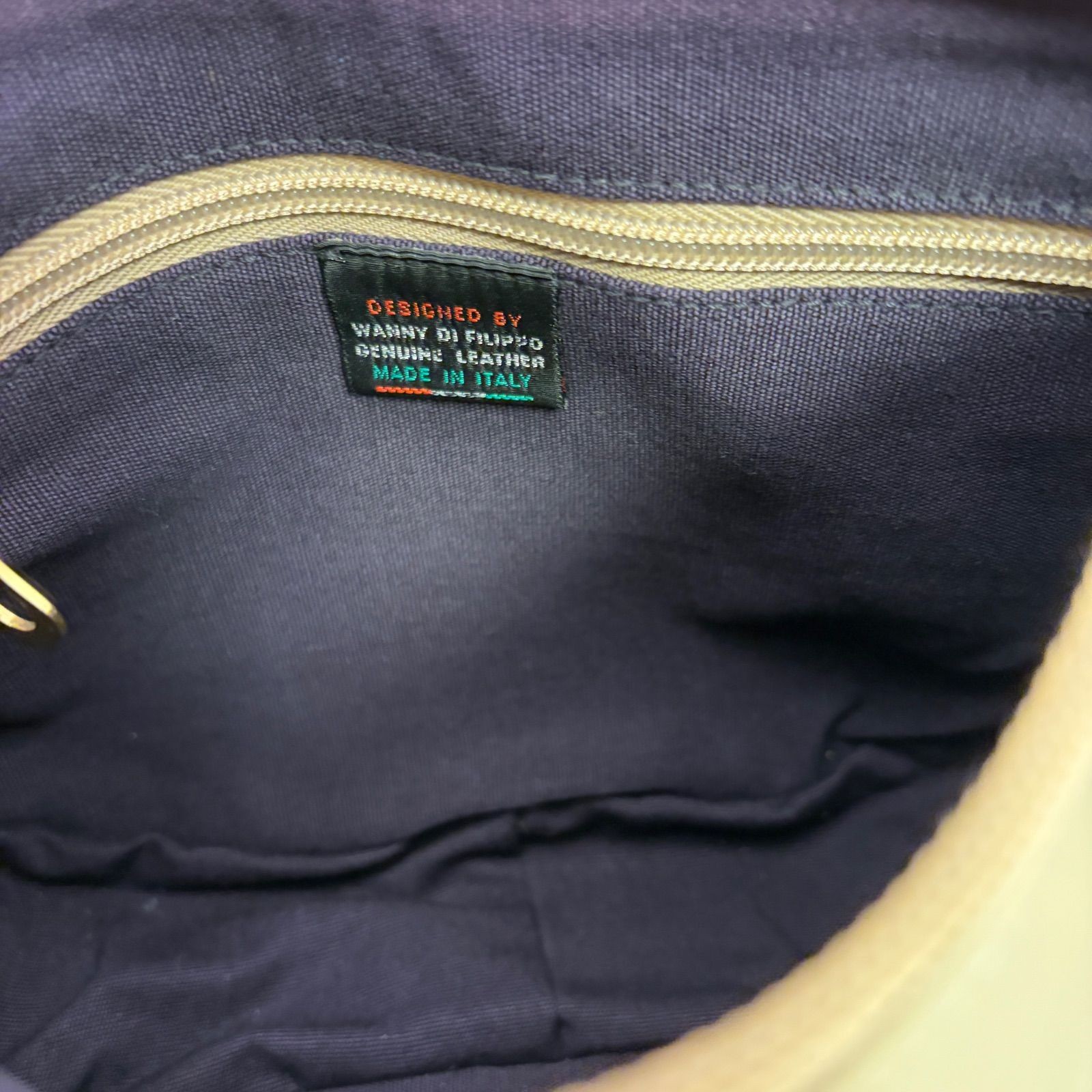 IL BISONTE Half Moon Shoulder Bag Leather Gray Beige Pre-owned Authentic
