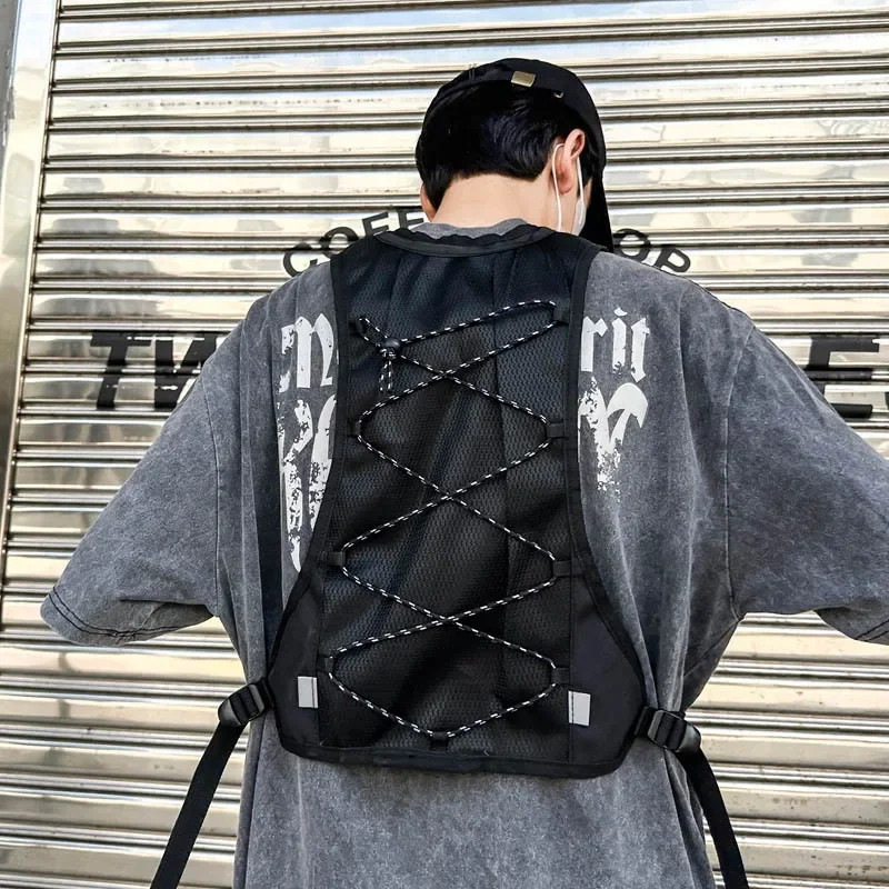Man Exercise Waistcoat Bag Multi-pocket Chest Pack Unisex Hip Hop Streetwear Bag
