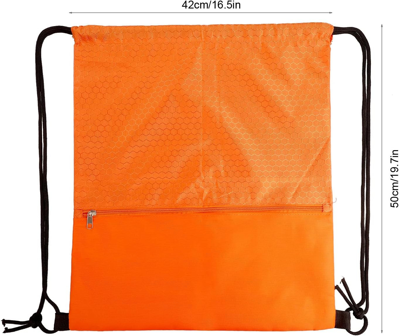 Drawstring Backpack Bag, Waterproof Draw String Back Sack with Zip Pocket, Gym D