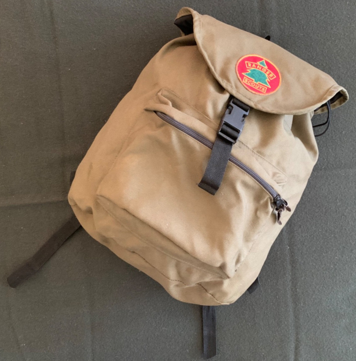 Vintage 80s/90s Eastpak Rucksack Style Backpack w/ Top Flap -Tan- Made In USA