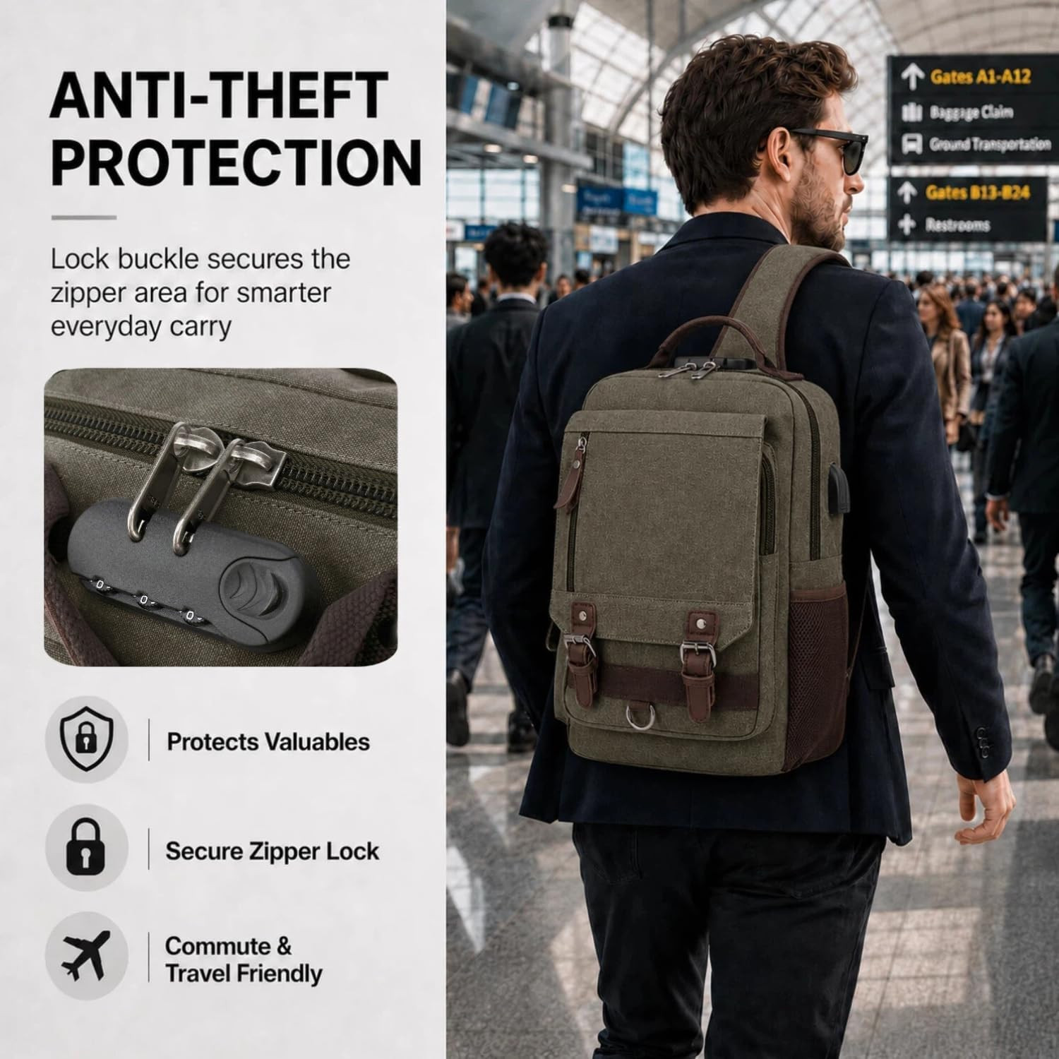 Sling Bag Large Capacity: Crossbody Bag for Men Fits 15.6 Inch Laptop A4 Files w
