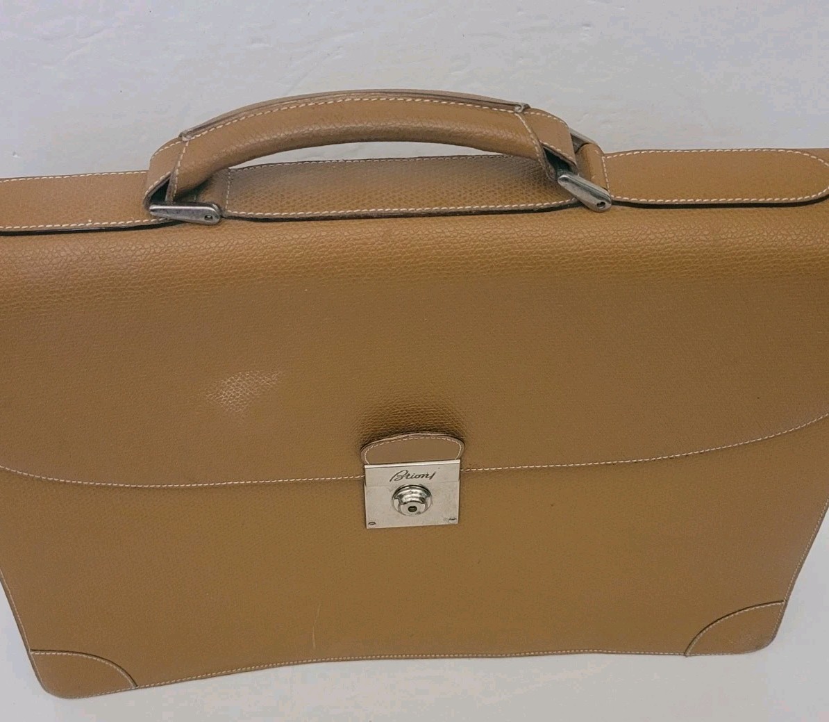 Brioni Light Brown Leather Briefcase/Document Case