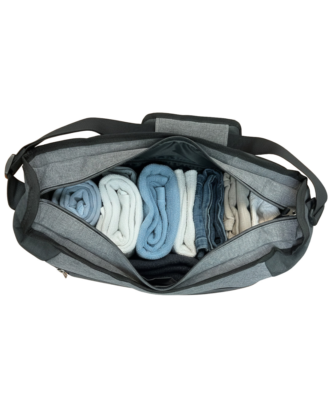 Unisex Shoulder Travel Bag Heather Grey Overnight Sack Durable Lightweight