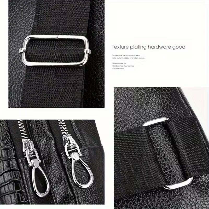 Men’s Crocodile Pattern Chest Bag Trendy Fashion Casual Shoulder Messenger Bag