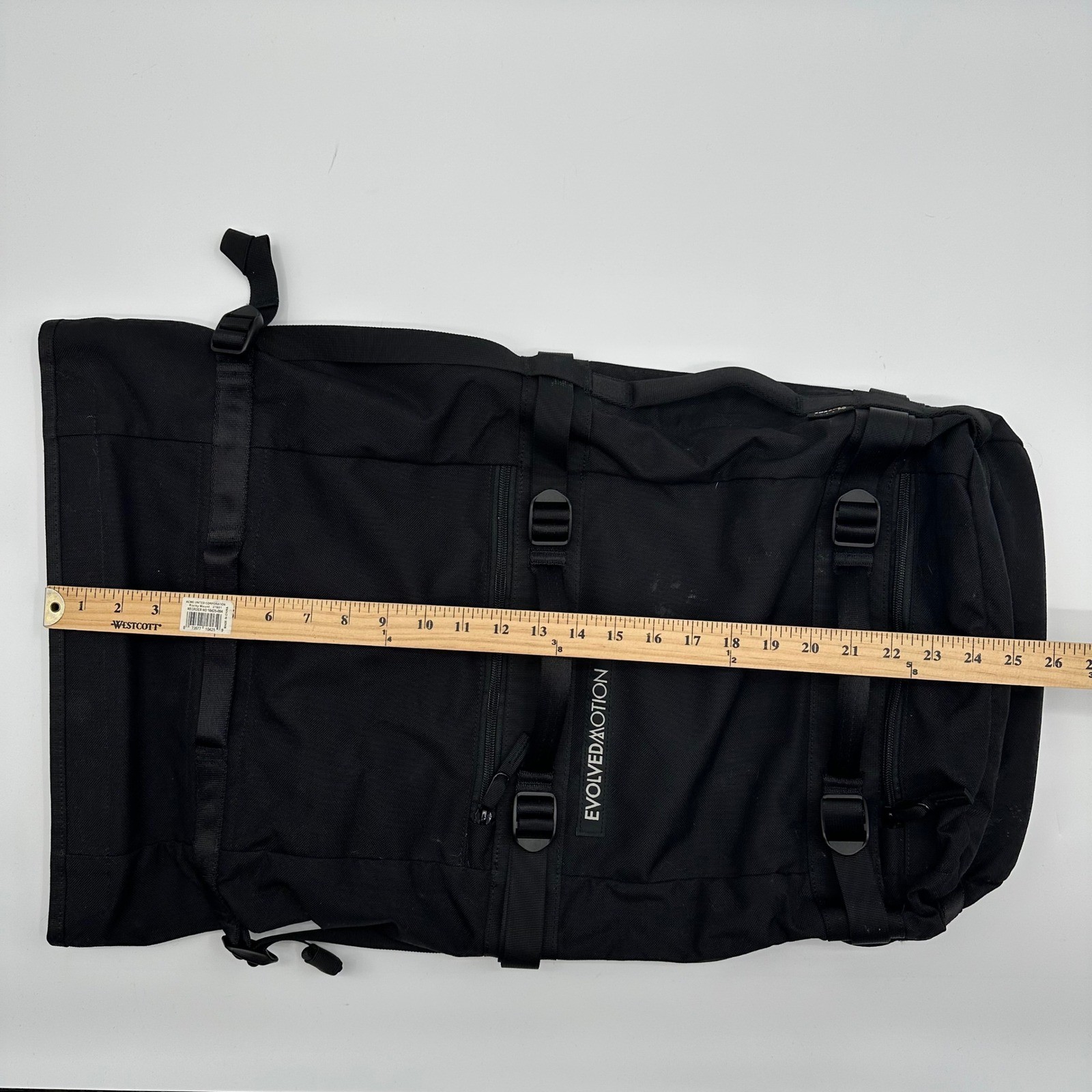 Evolved Motion Black Roll Top Rucking Backpack w/ 2 Water Bladders 30L Bag READ