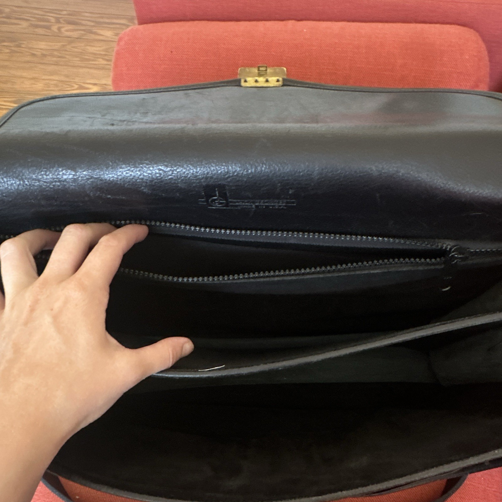 Jack Georges Black Men’s Briefcase/Document Case Push Lock Zip Inner Pockets