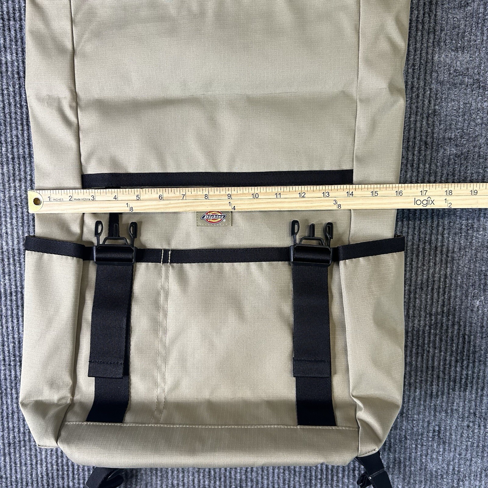 New Dickies Backpack Ashville Roll Top Khaki Water Bottle Side Pockets