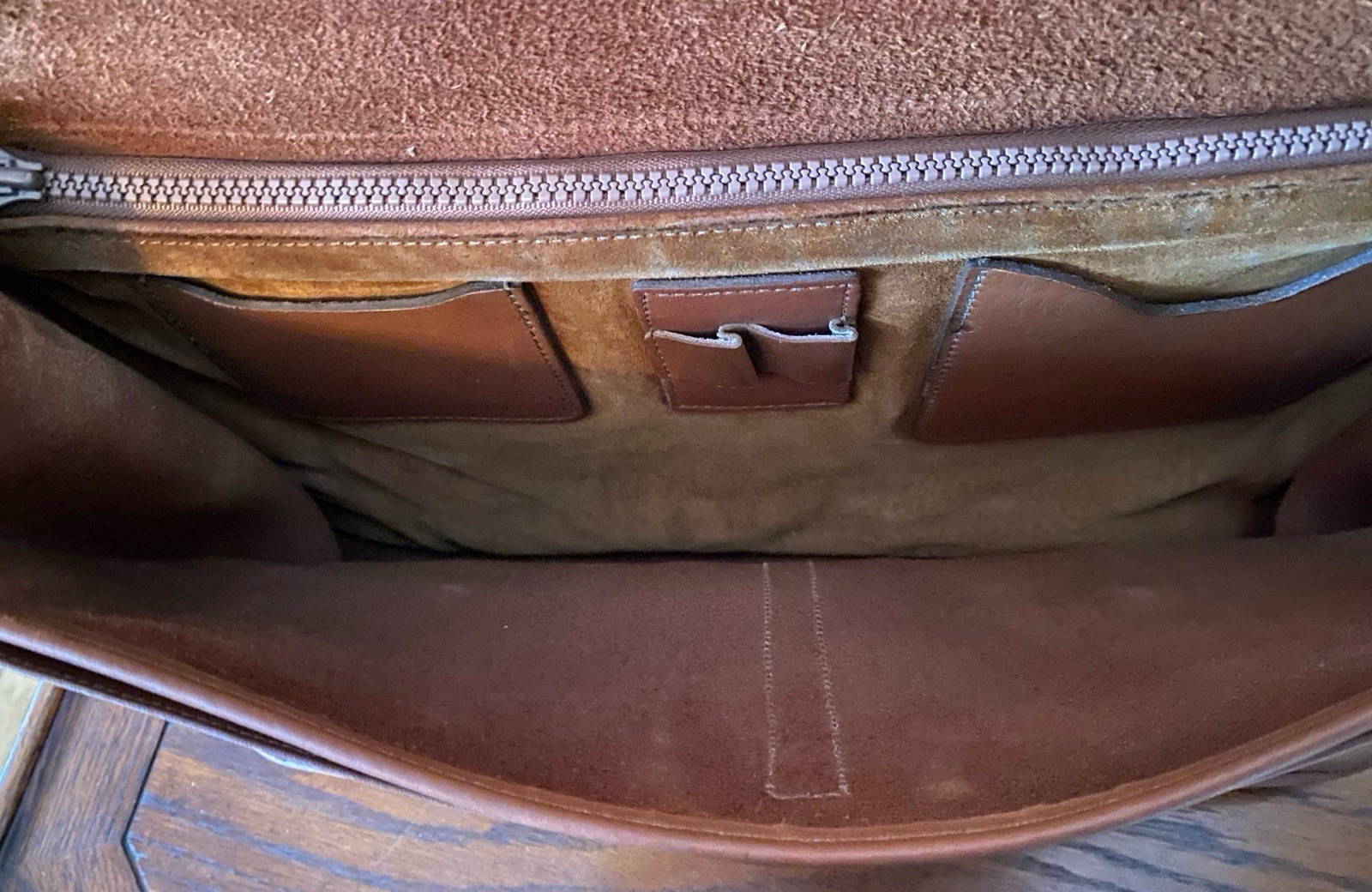 Jack Georges Leather Messenger Brief Bag Brown Handle Shoulder Laptop 16x11x5