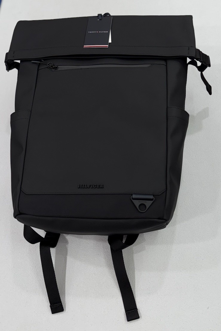 Tommy Hilfiger Men’s Rolltop Backpack, Black, One Size