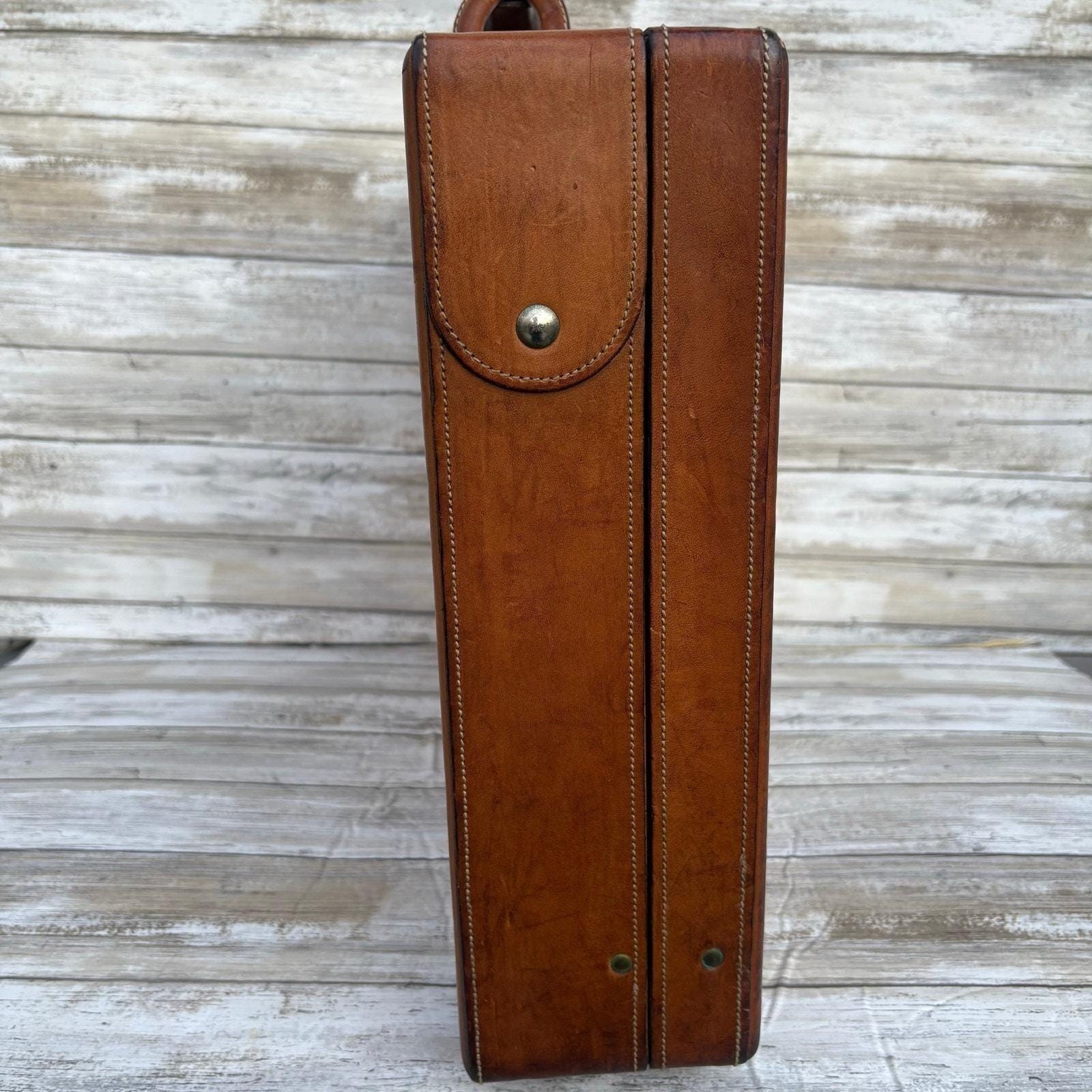 VTG Hartmann Belting Leather Briefcase Attache Brown Organizer 4″