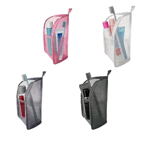 Standing Toiletry Bag, 4 Pack Portable Lightweight Black+Pink+White+Grey