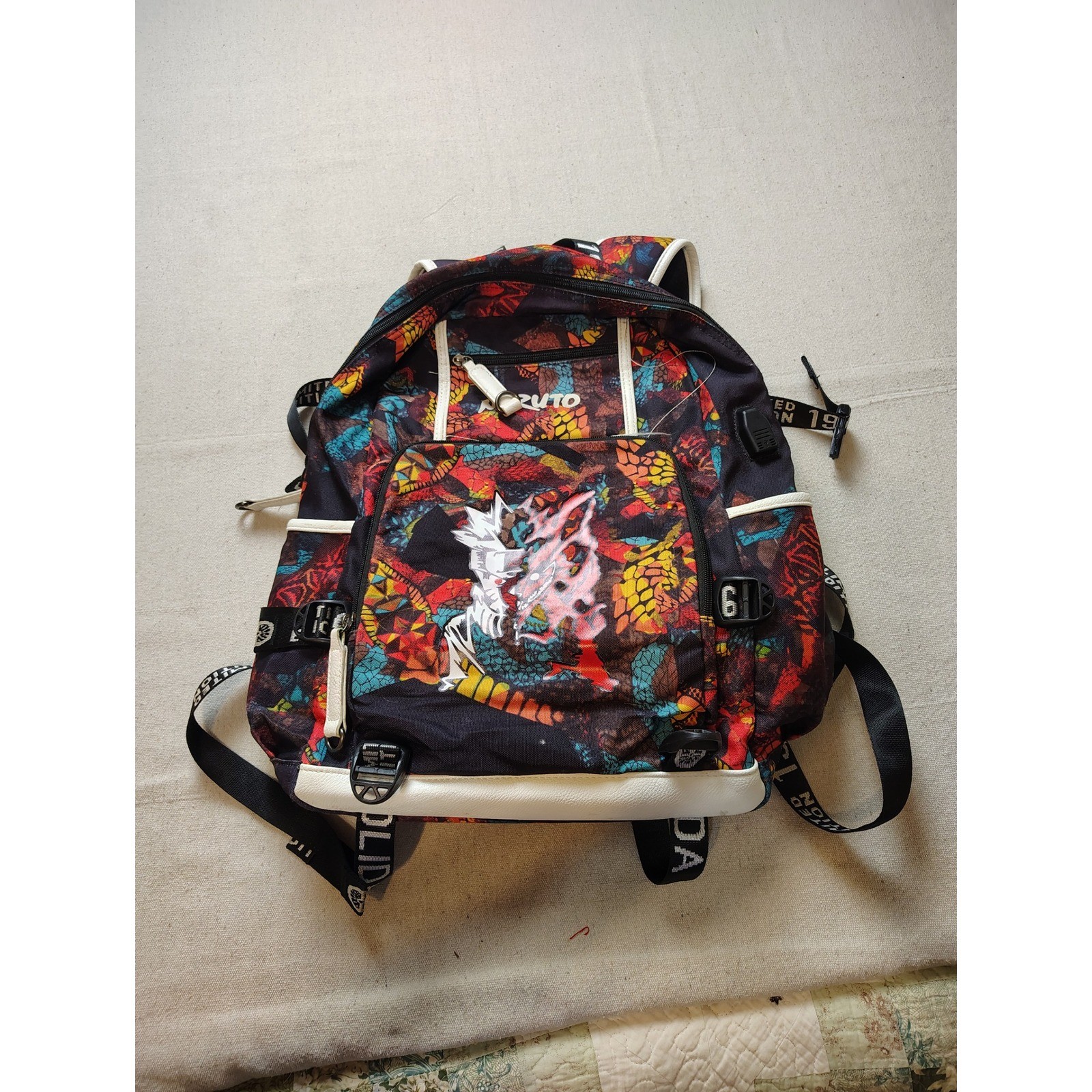 Aolida Naruto Shippuden Anime Backpack Multi Color Graphic Print Laptop Bag