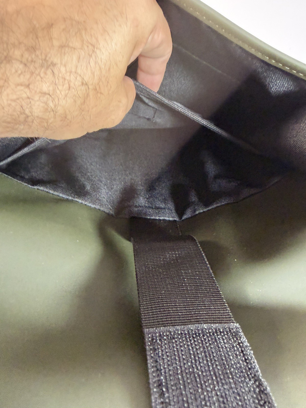 RAINS Waterproof Backpack Olive Green Rubberized Laptop Bag Minimalist Unisex