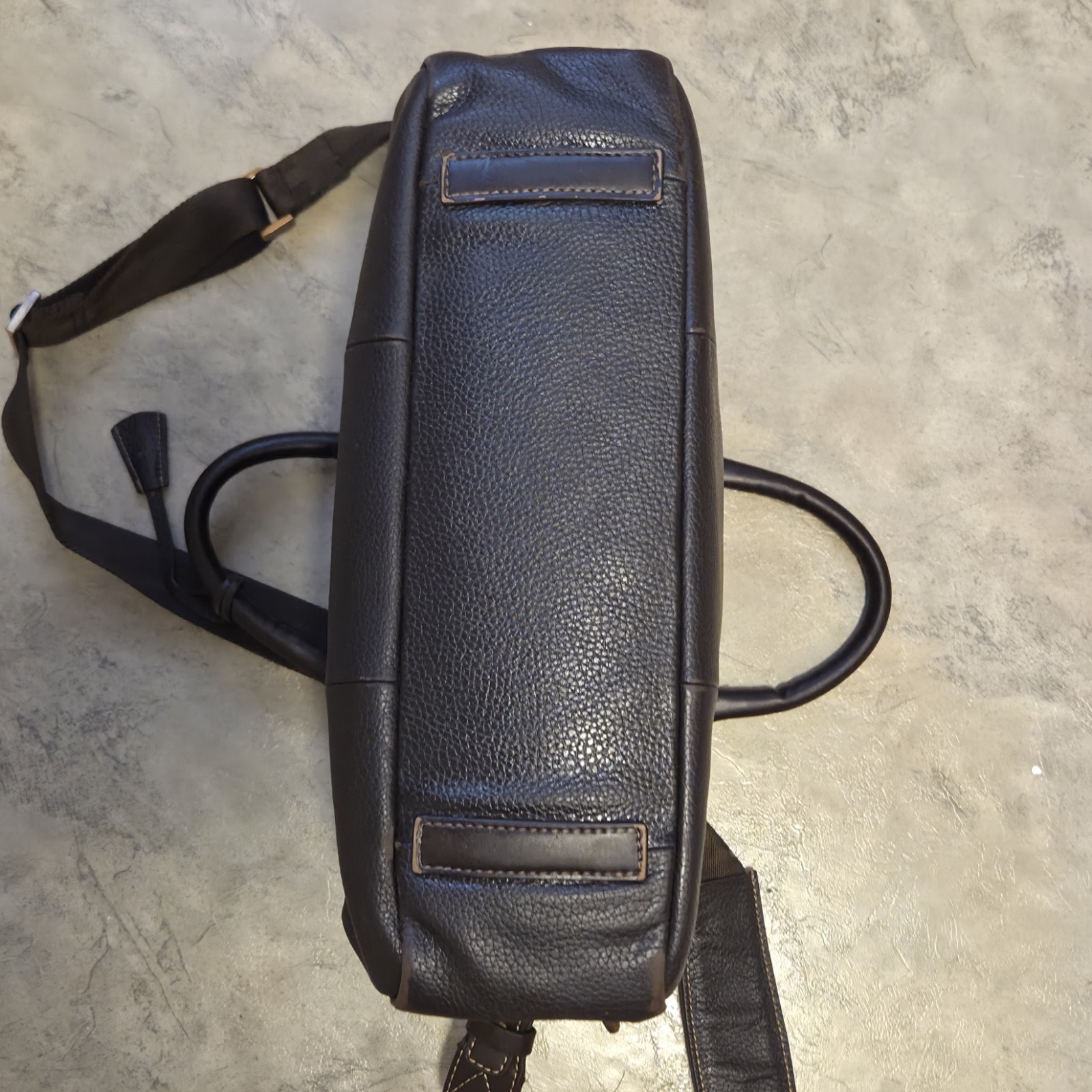 BROOKS BROTHERS Brown Pebbled Leather Men’s Laptop Briefcase Messenger Bag
