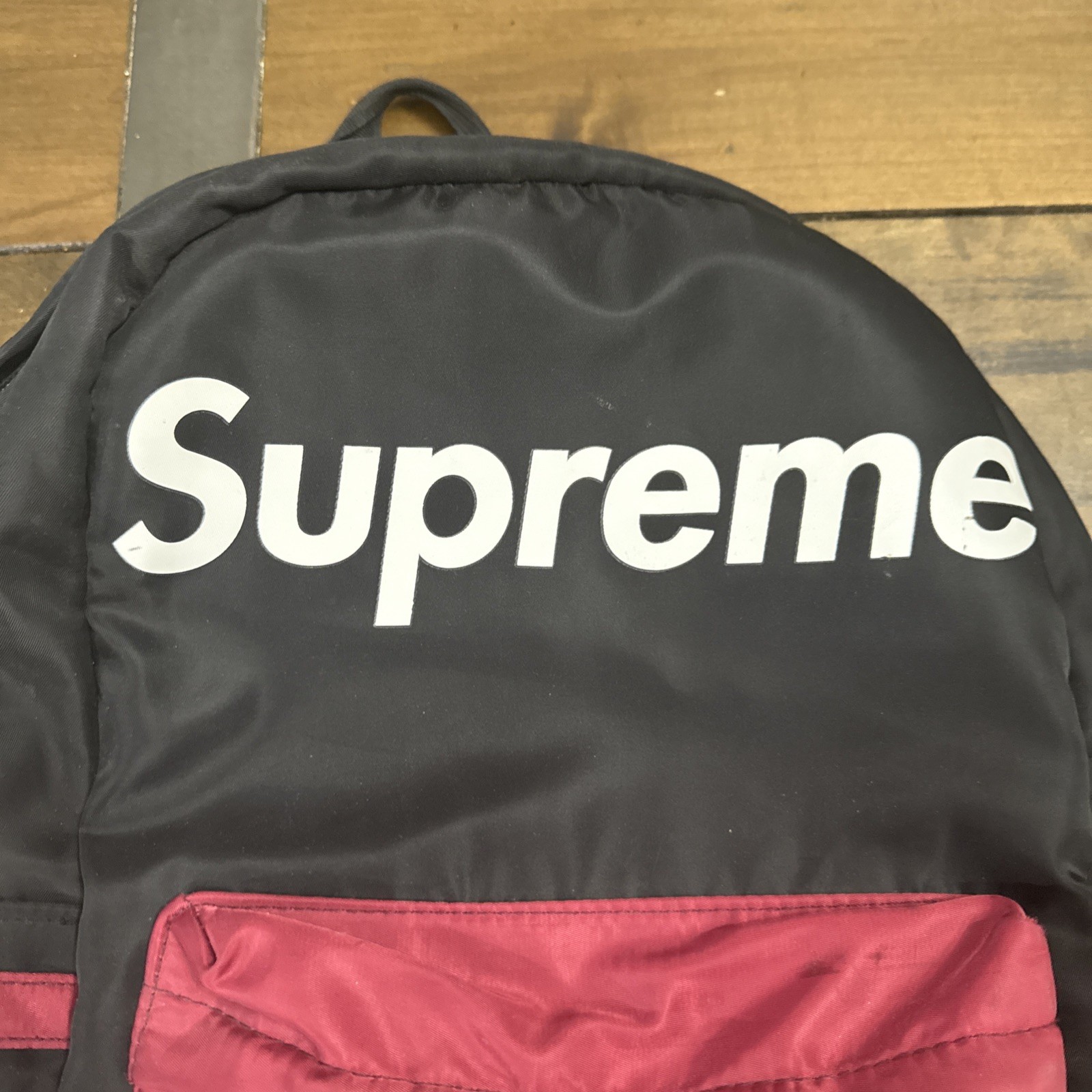 Supreme Spain Backpack Black and White Maroon