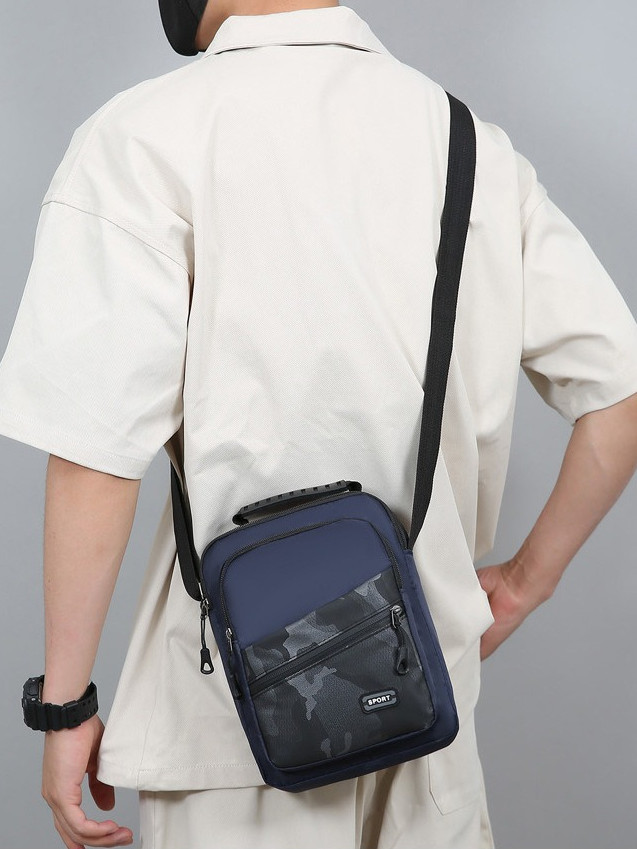 Men’s Navy Handbag Shoulder Bag Crossbody Casual Fashion Camouflage Style