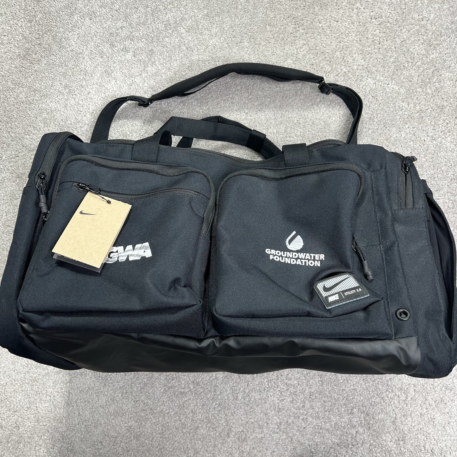 Nike Utility Power 2.0 Duffel Bag Black Medium 51L Gym Travel FN4208 Embroidered