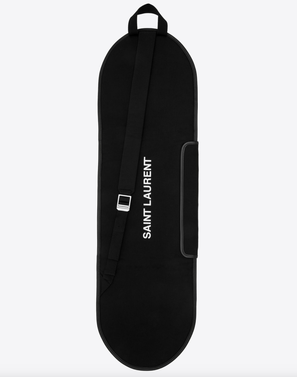 NWT Saint Laurent YSL Logo Black Canvas Leather Zip Skateboard Case Carrying Bag