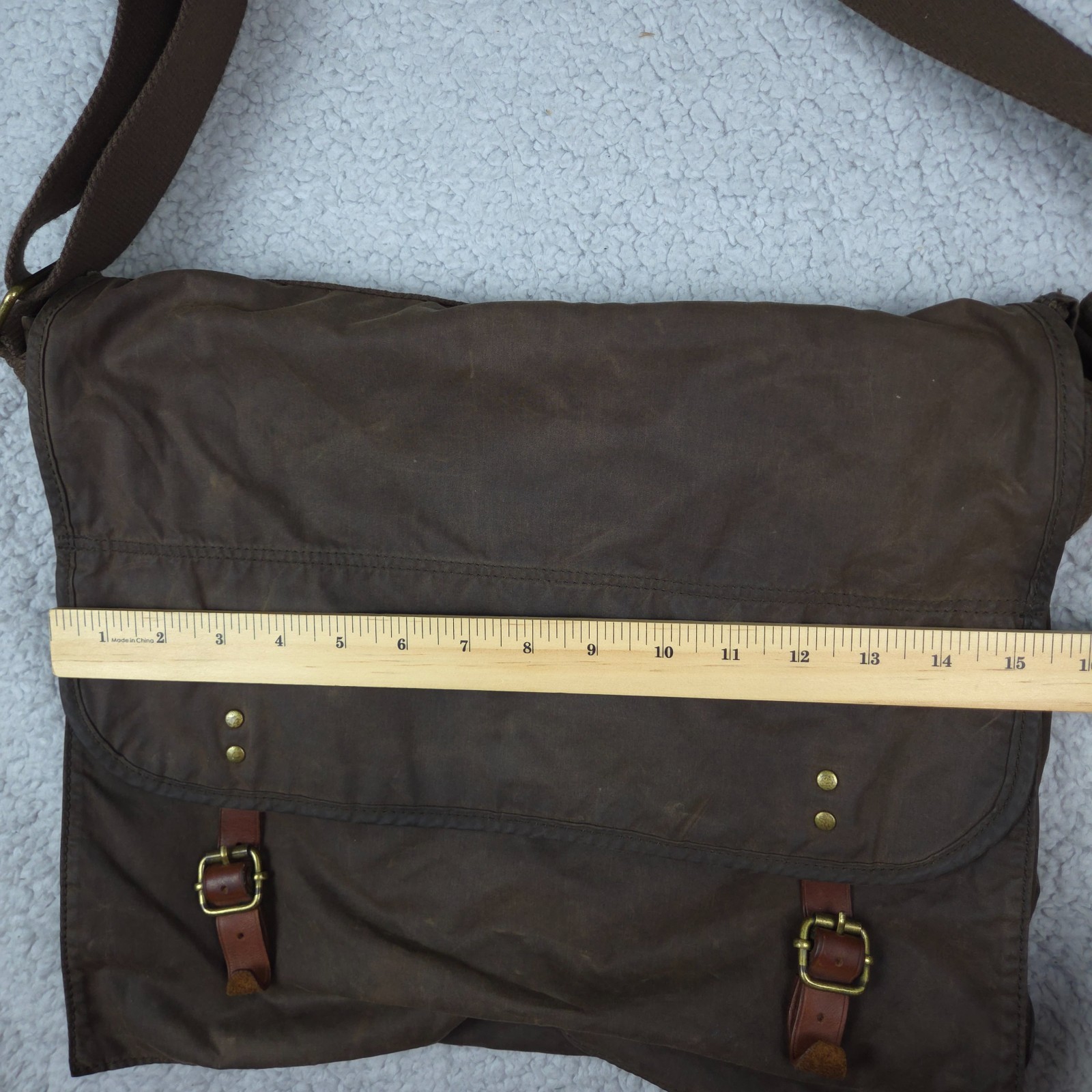 J.Crew Millerain Messenger Bag Waxed Cotton Leather Trim Old Money Preppy