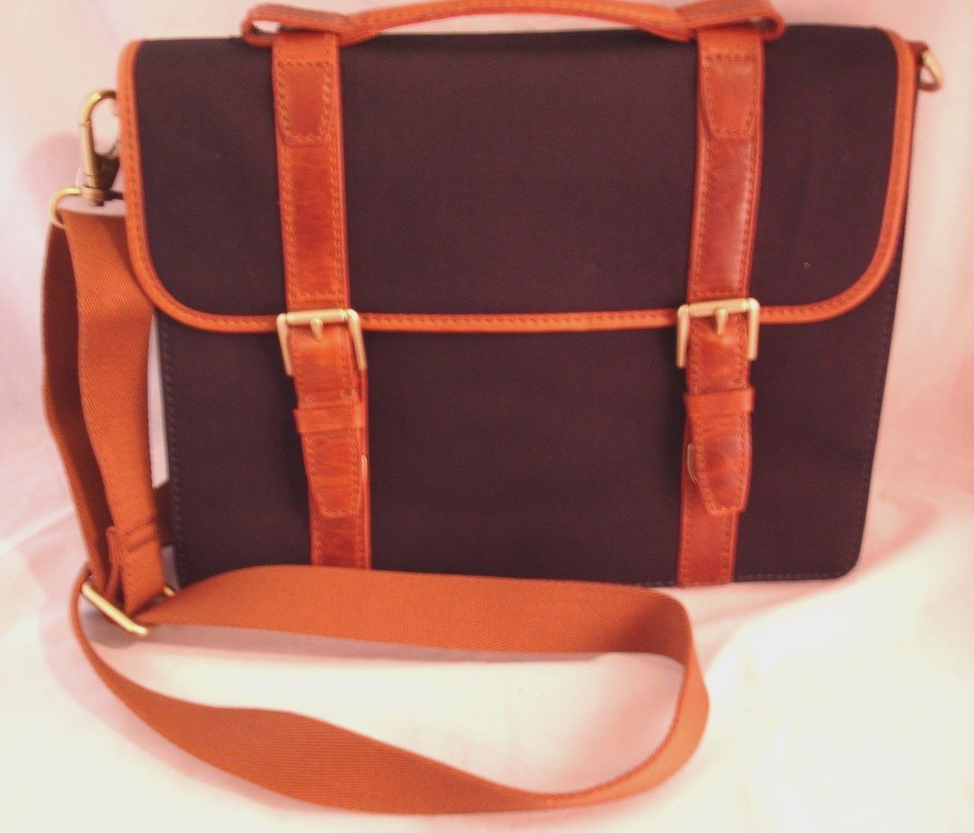 FOSSIL ESTATE Briefcase Expandable Navy Nylon Water Resistant Messenger Bag