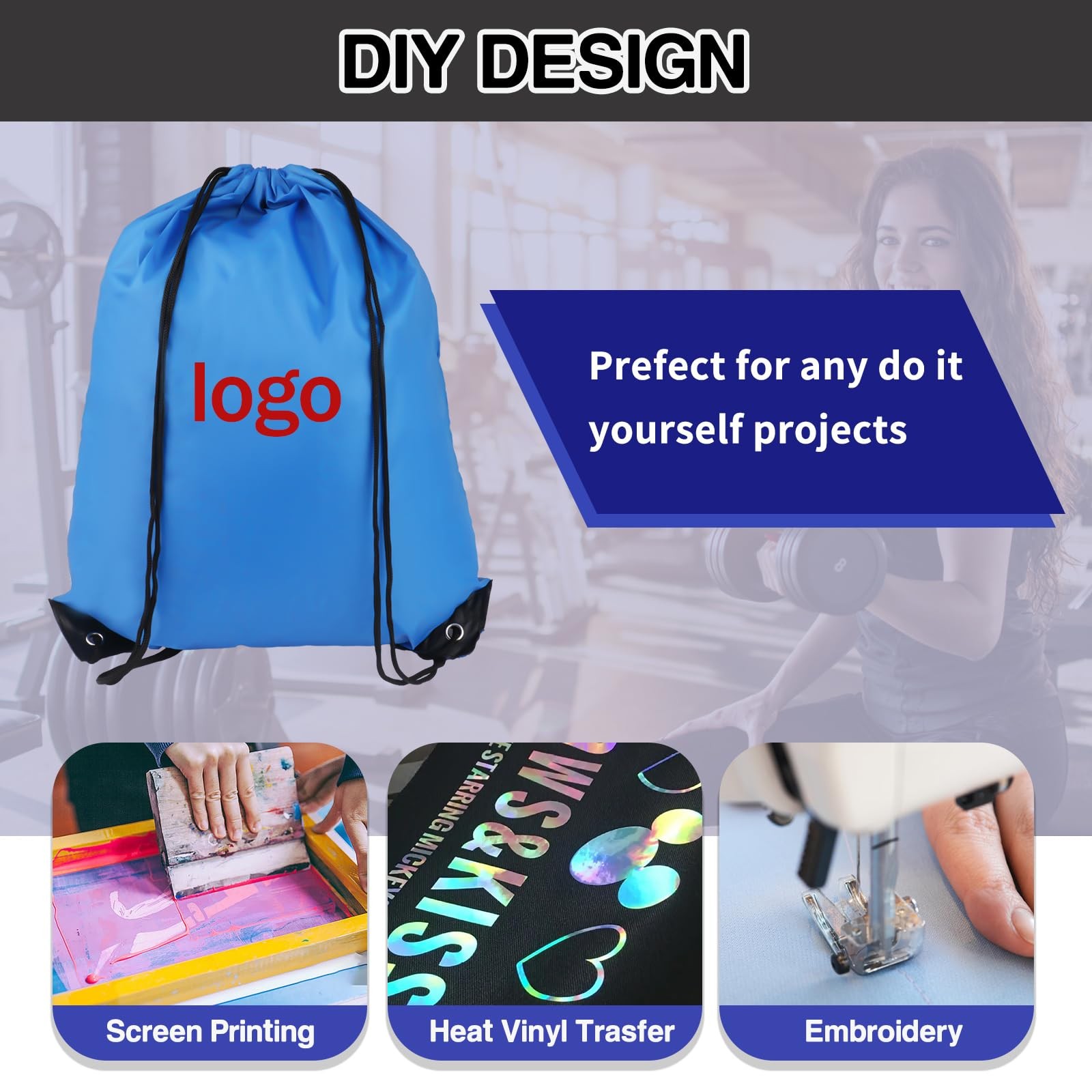 Drawstring Backpack 10 Colors Bags Bulk Sports Gym Travel 10 PACK