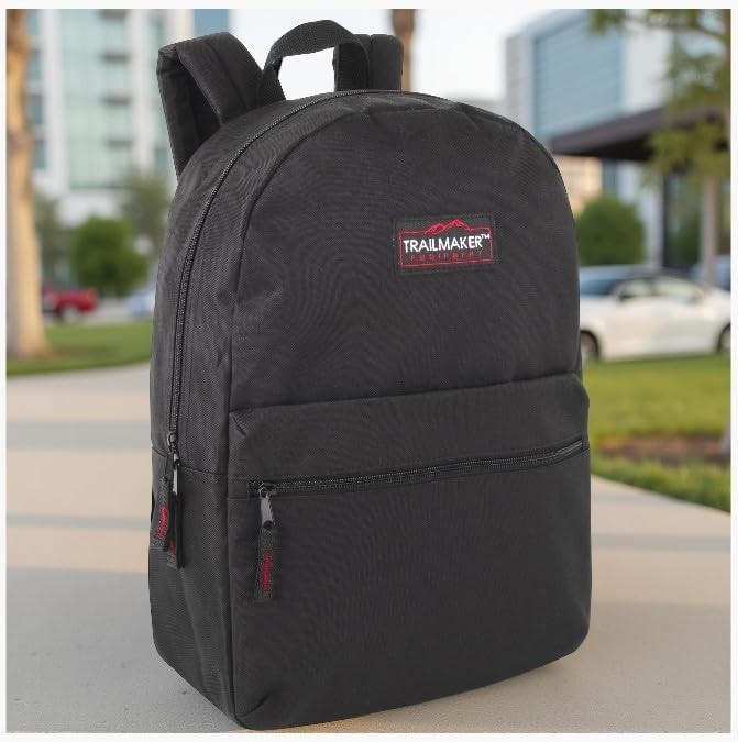 Backpacks with Adjustable Padded Straps 17 in for School Girls Boys (Black)