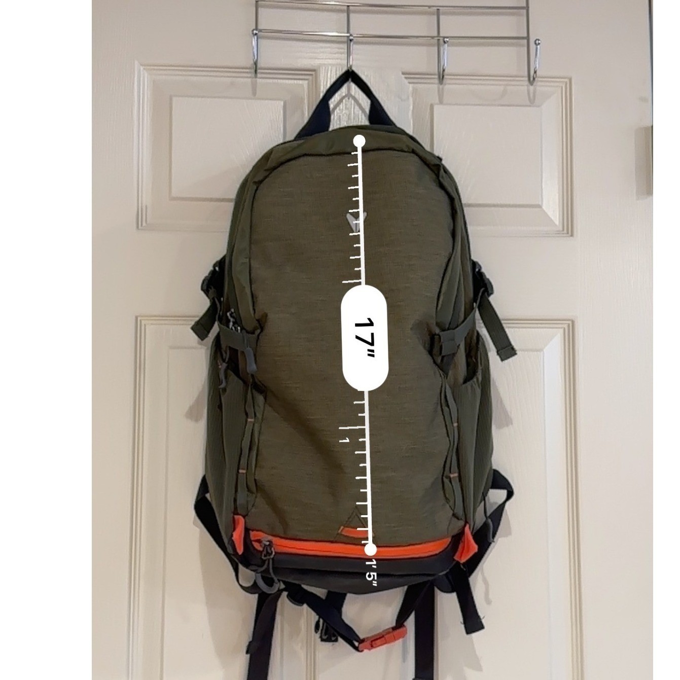 Bondka Backpack Olive Green Orange Trim Hiking Travel Commuter Daypack 17in