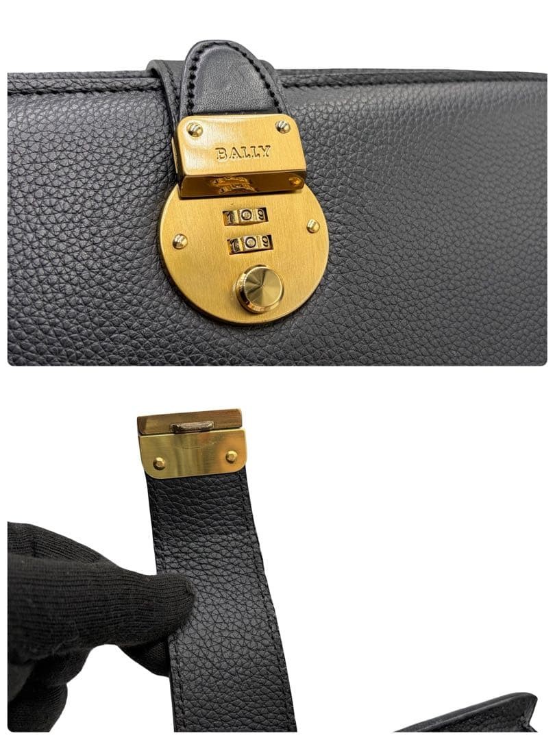 Authentic Bally Leather Clutch Bag Black 17cm x 24.5cm Dress Casual Stylish
