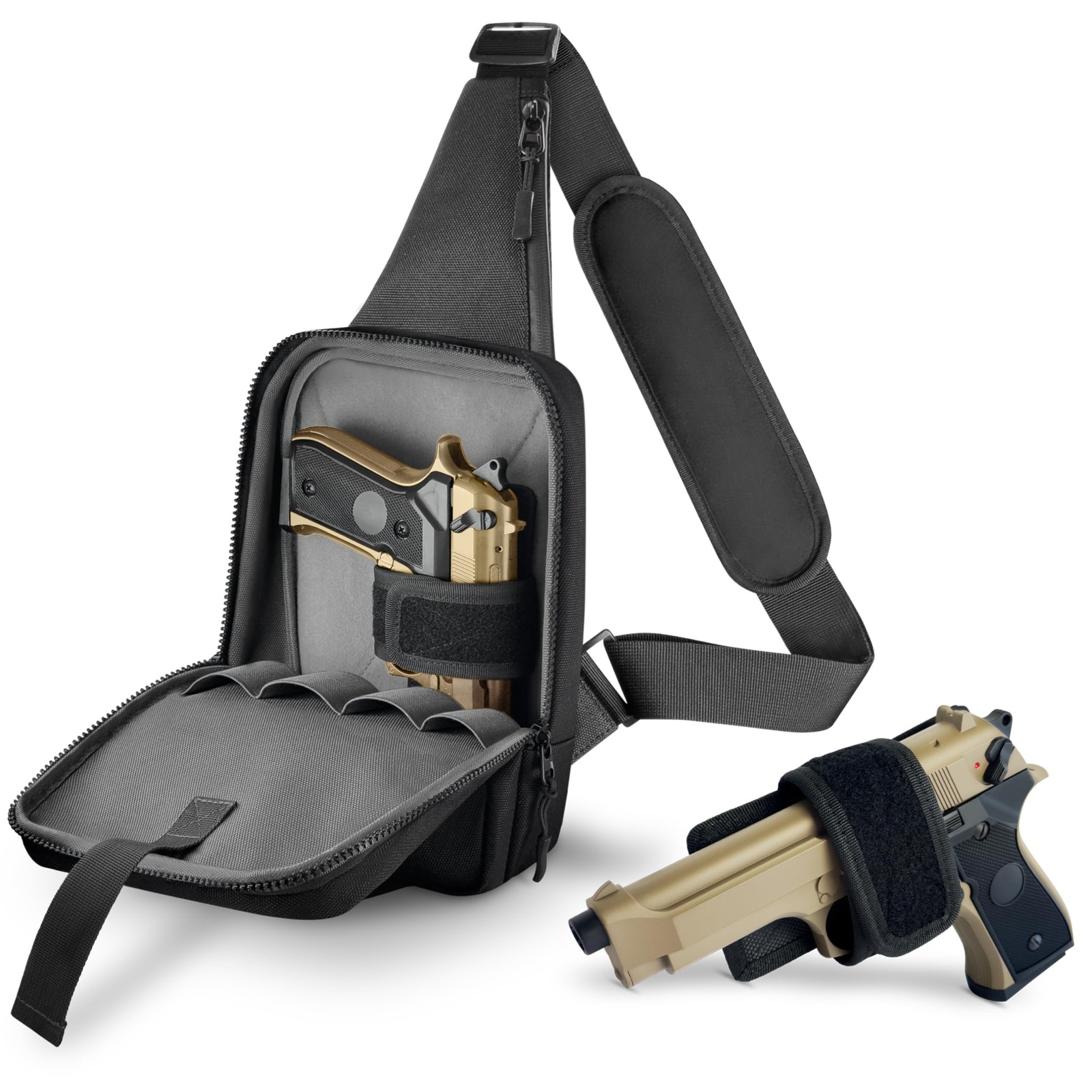 Premium Carry Sling Bag for Men with Quick Access Pull Tab and 4 Accessory Slot