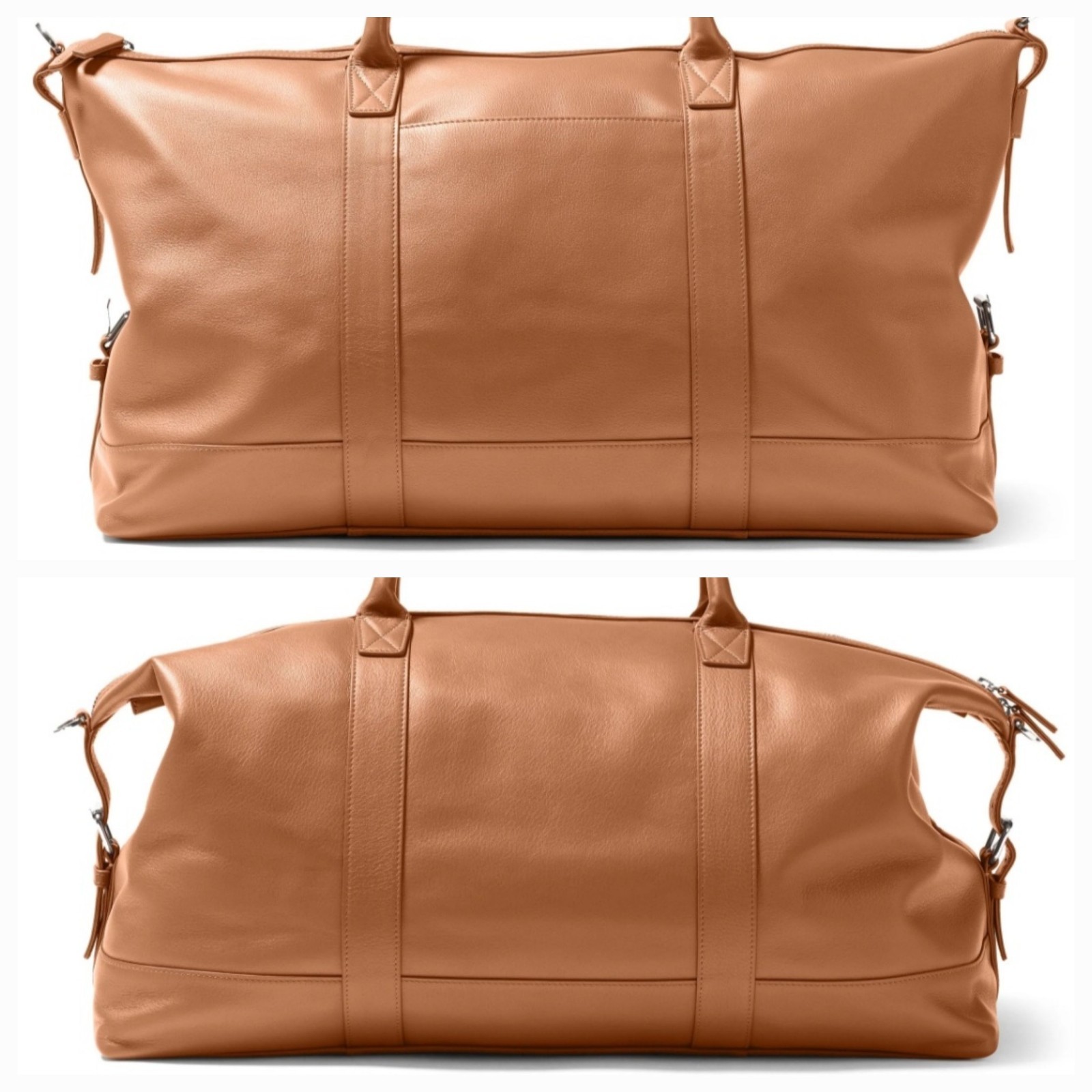 Leatherology Kessler Medium Duffel Bag Full Grain Cognac Leather Weekender New