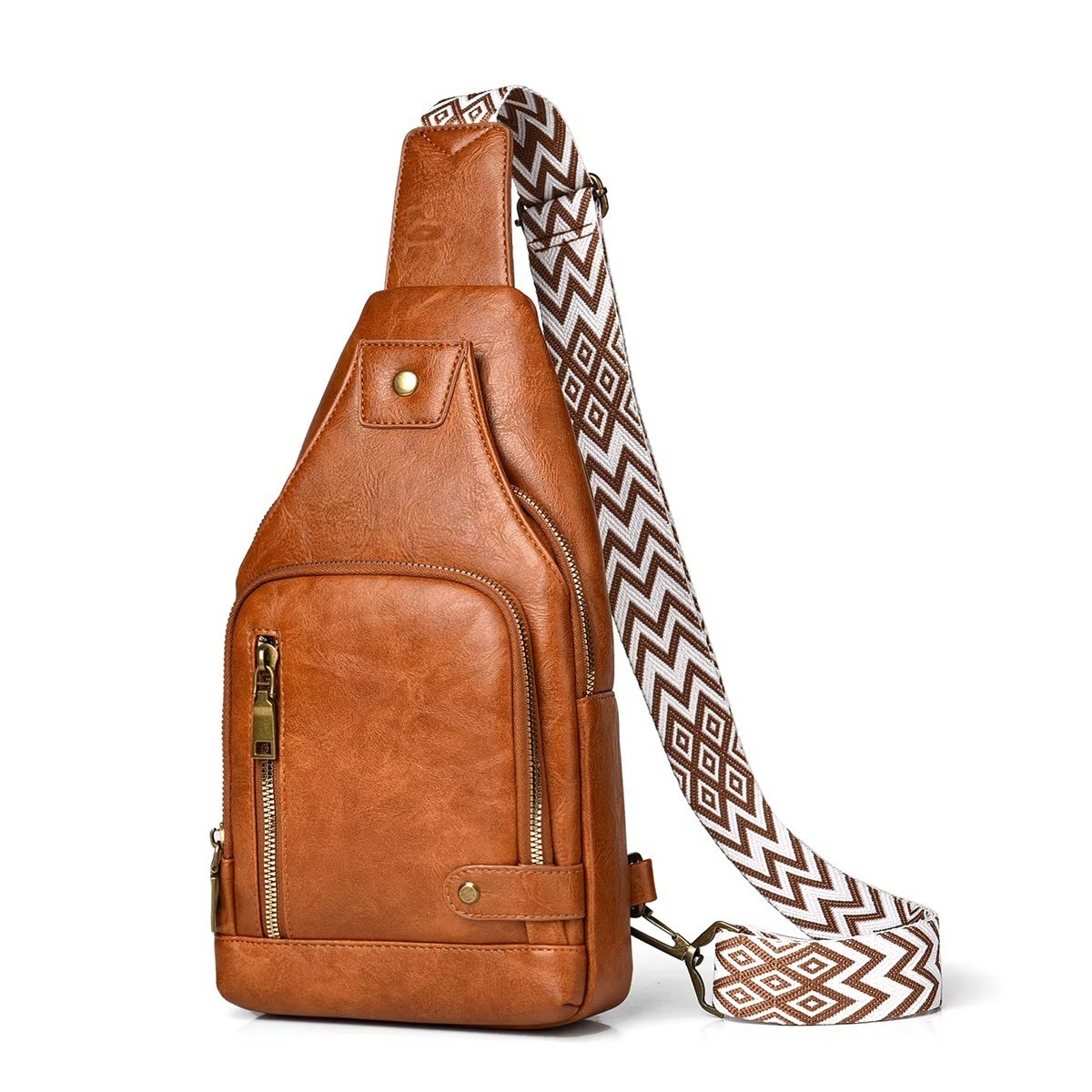 New Men’s Sling Backpack functional Leather Chest bag Crossbody Bag Shoulder Bag