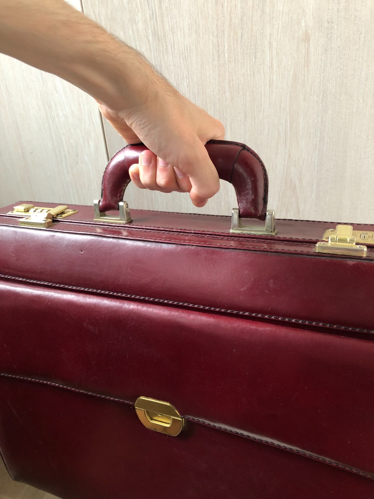 Vintage Franzen Genuine Leather Briefcase – Dark Burgundy – Made in Germany