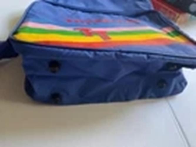 Vtg Trafalgar Tours Europe Nylon Rainbow Messenger Shoulder Bag 80s rainbow Rave
