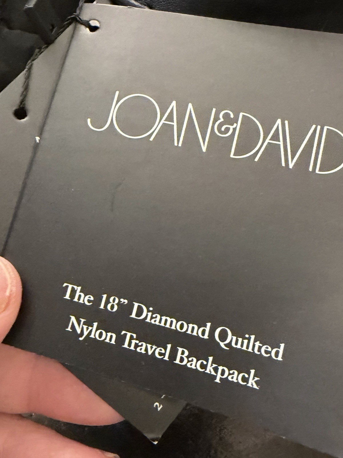 Joan & David 18″ Diamond Quilted Puffer Nylon Travel School Backpack $190 Black