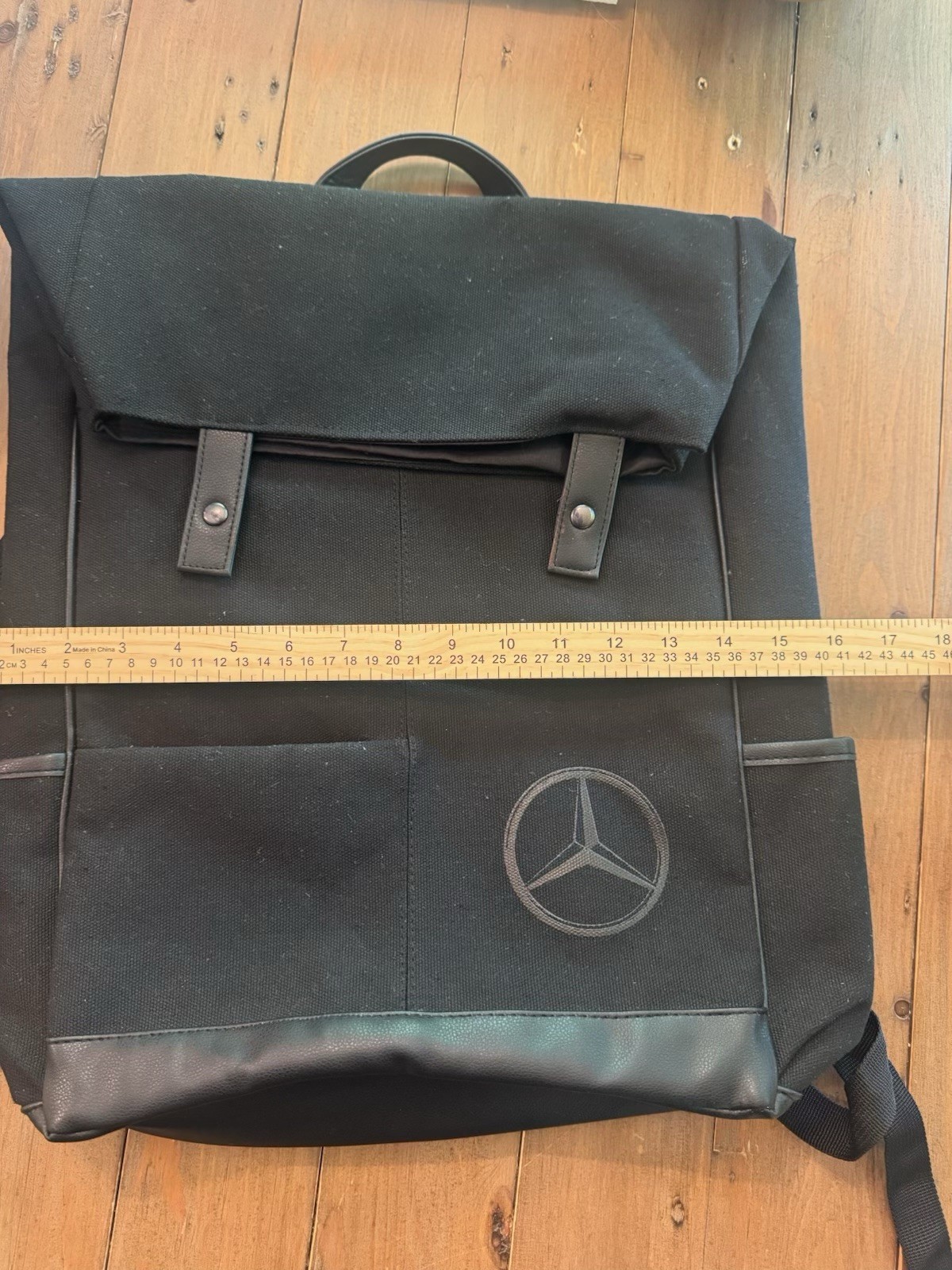 Mercedes Benz Black Canvas Backpack Laptop Bag Large Carryon Luggage