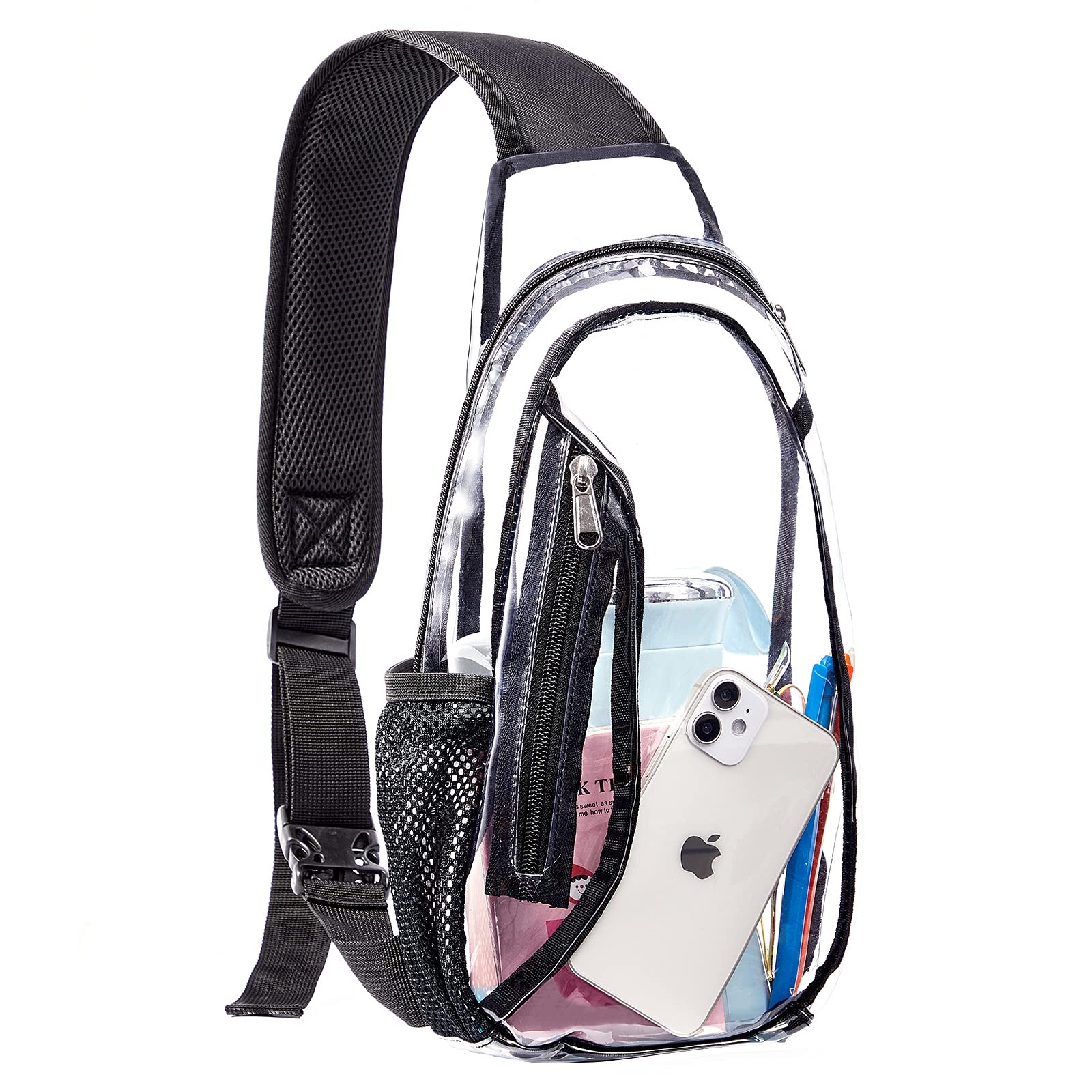 Clear Sling Bag, Stadium Approved Small PVC Crossbody Backpack, Transparent C…