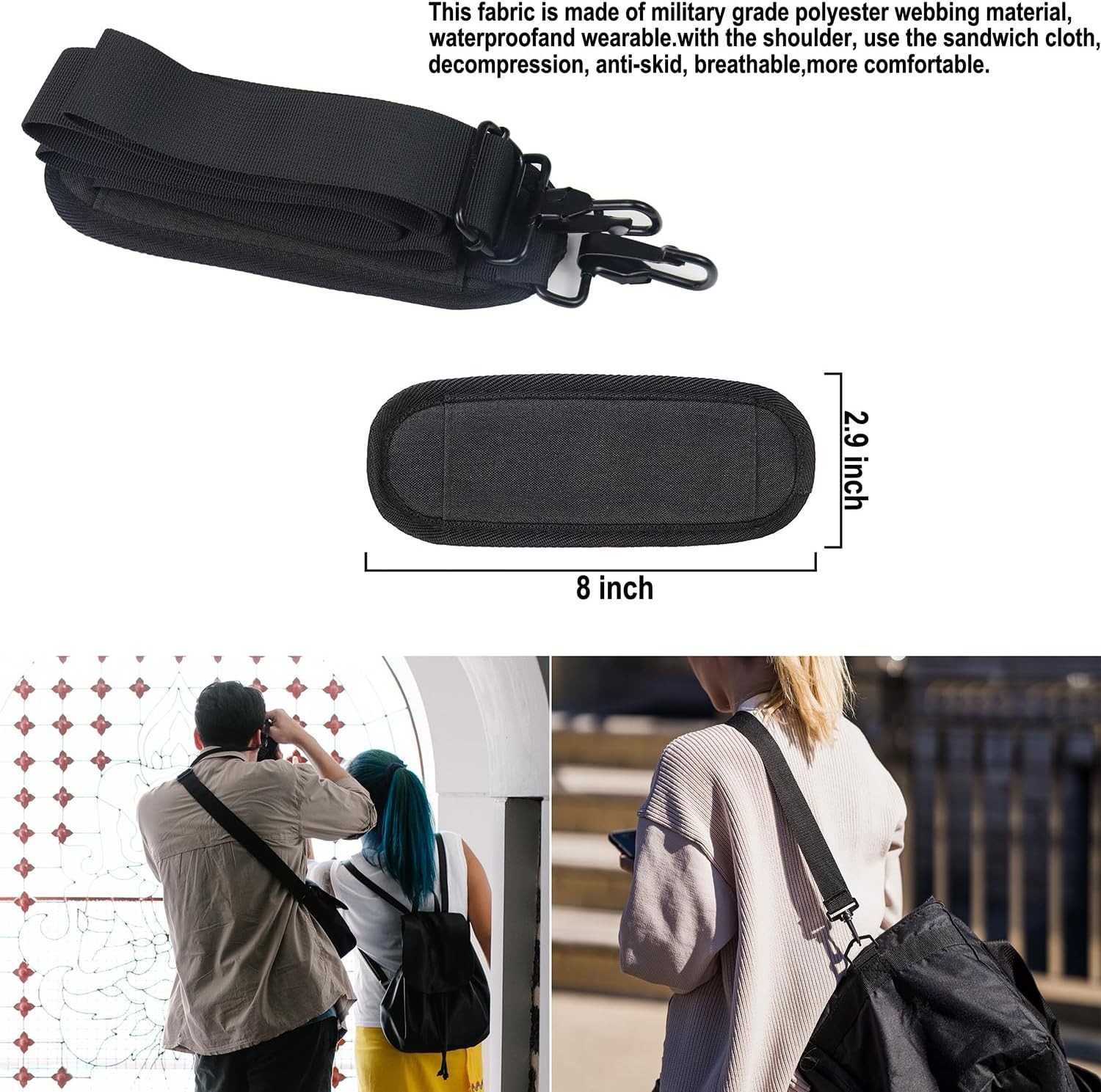 56 inch Shoulder Strap, Universal Adjustable Thick Soft Duffel Bag Shoulder