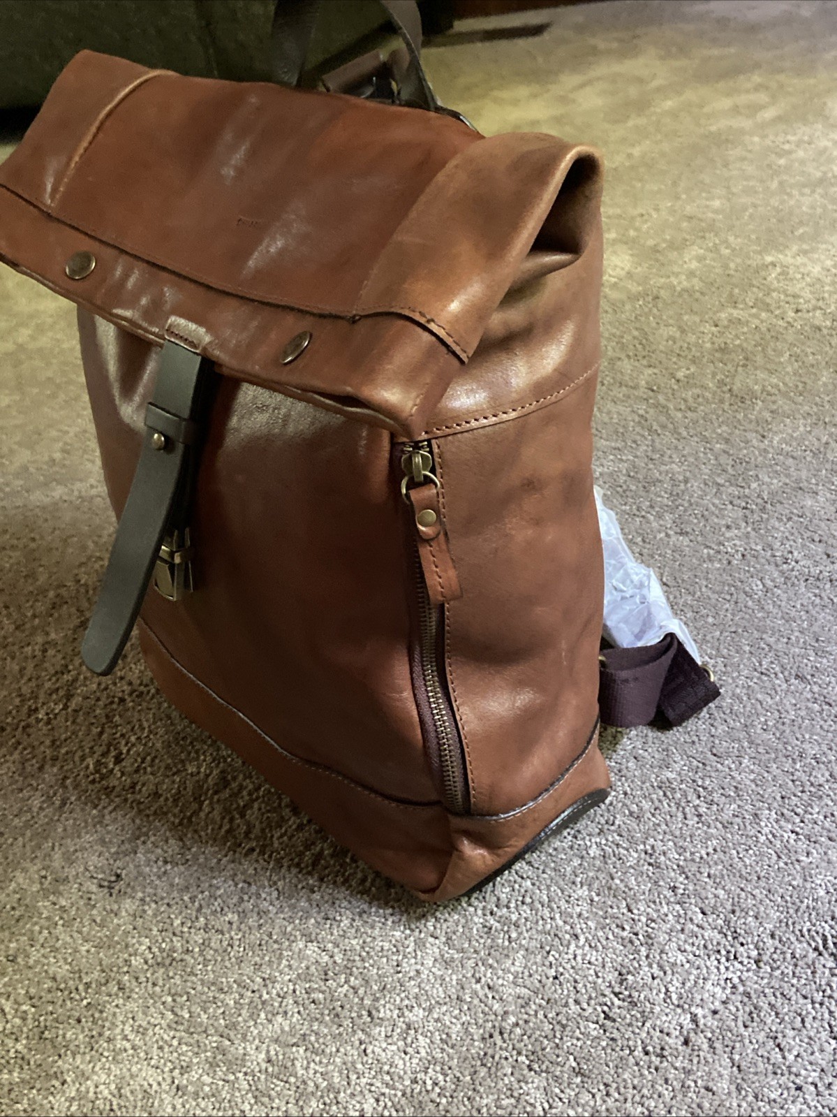 Chiarugi Italian Leather Backpack Brown Luxury Tuscan Work Travel Laptop Durable