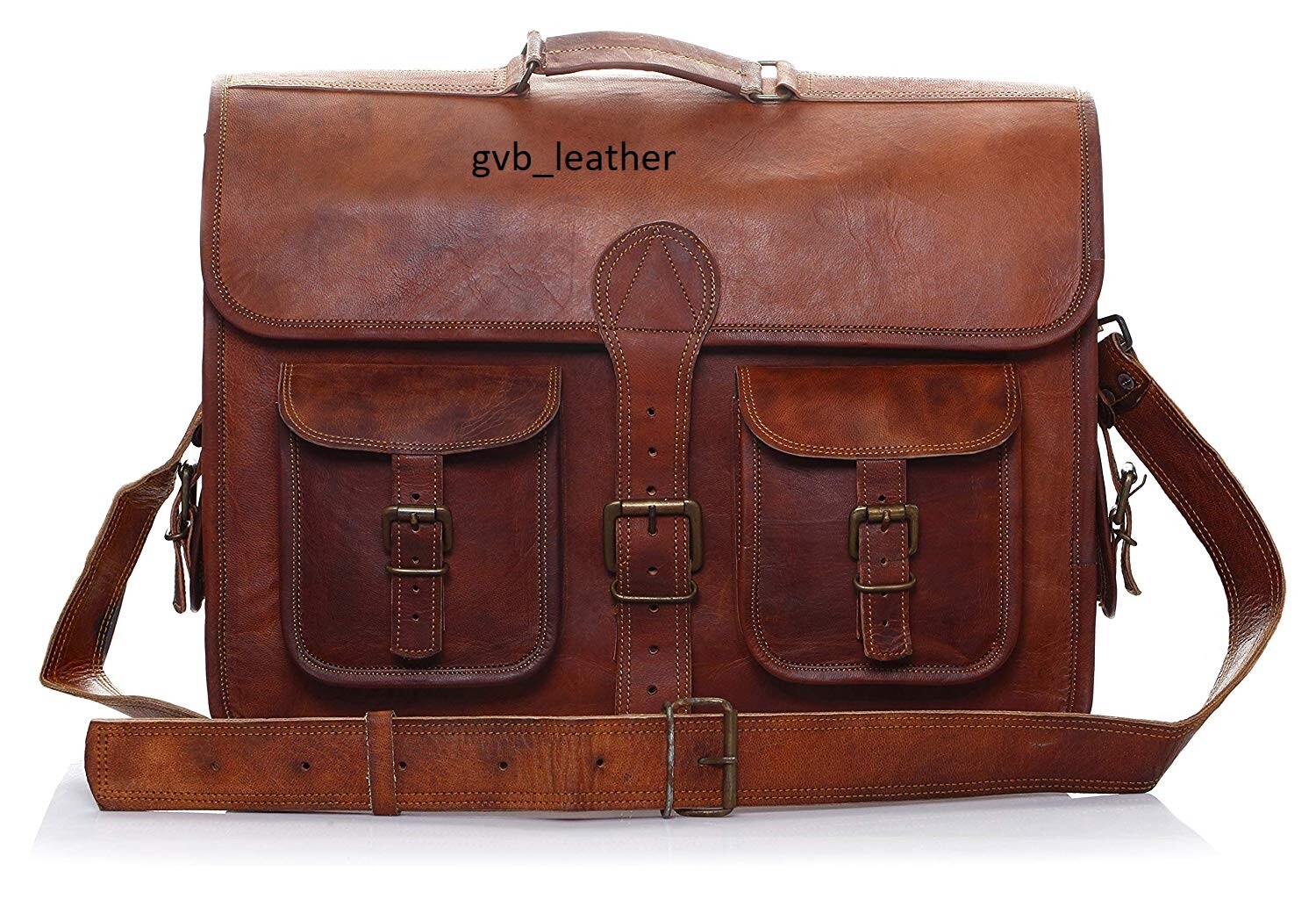 Men’s Genuine English Leather Briefcase Satchel Laptop Shoulder Messenger Bag