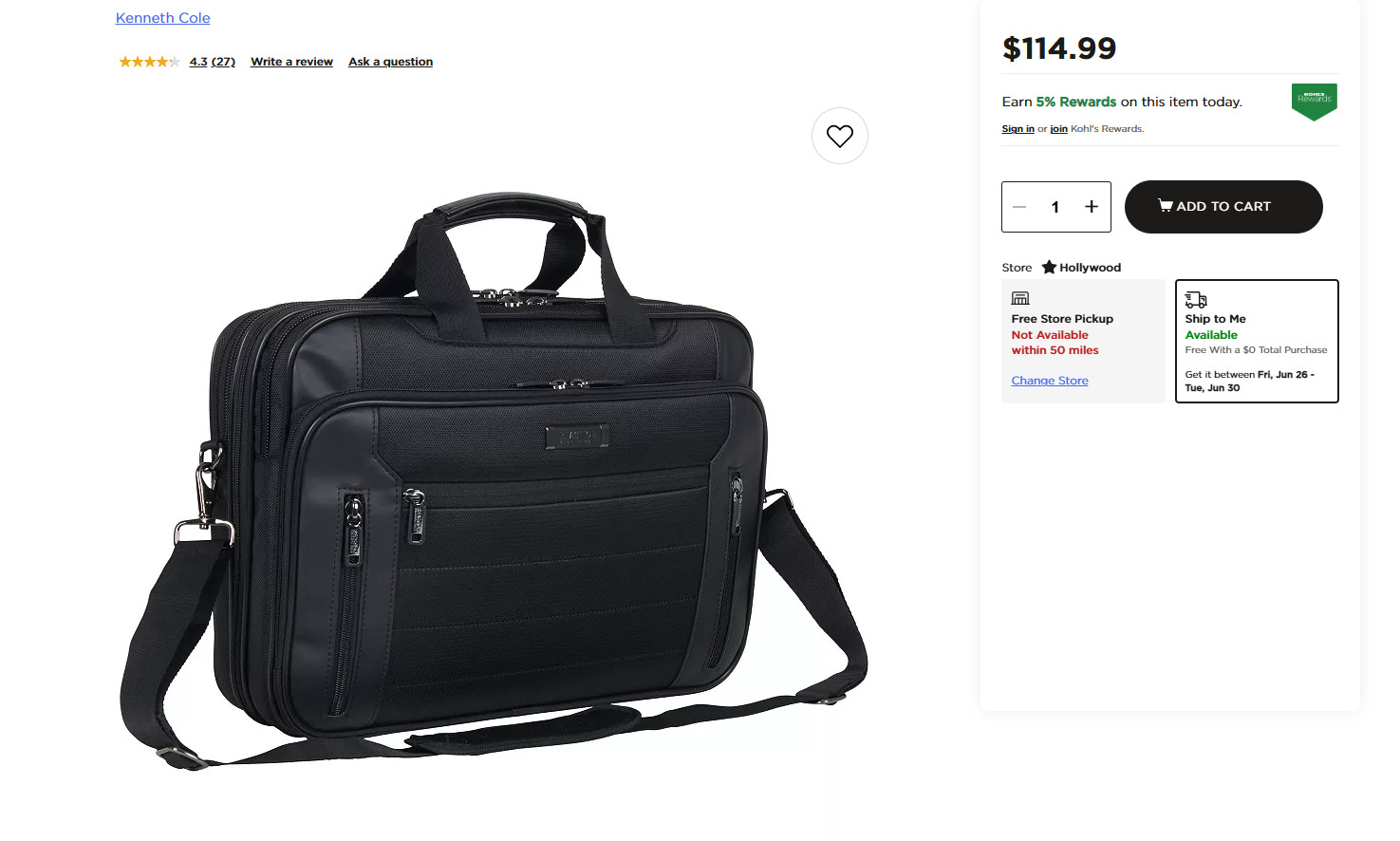 kenneth cole reaction leather laptop bag
