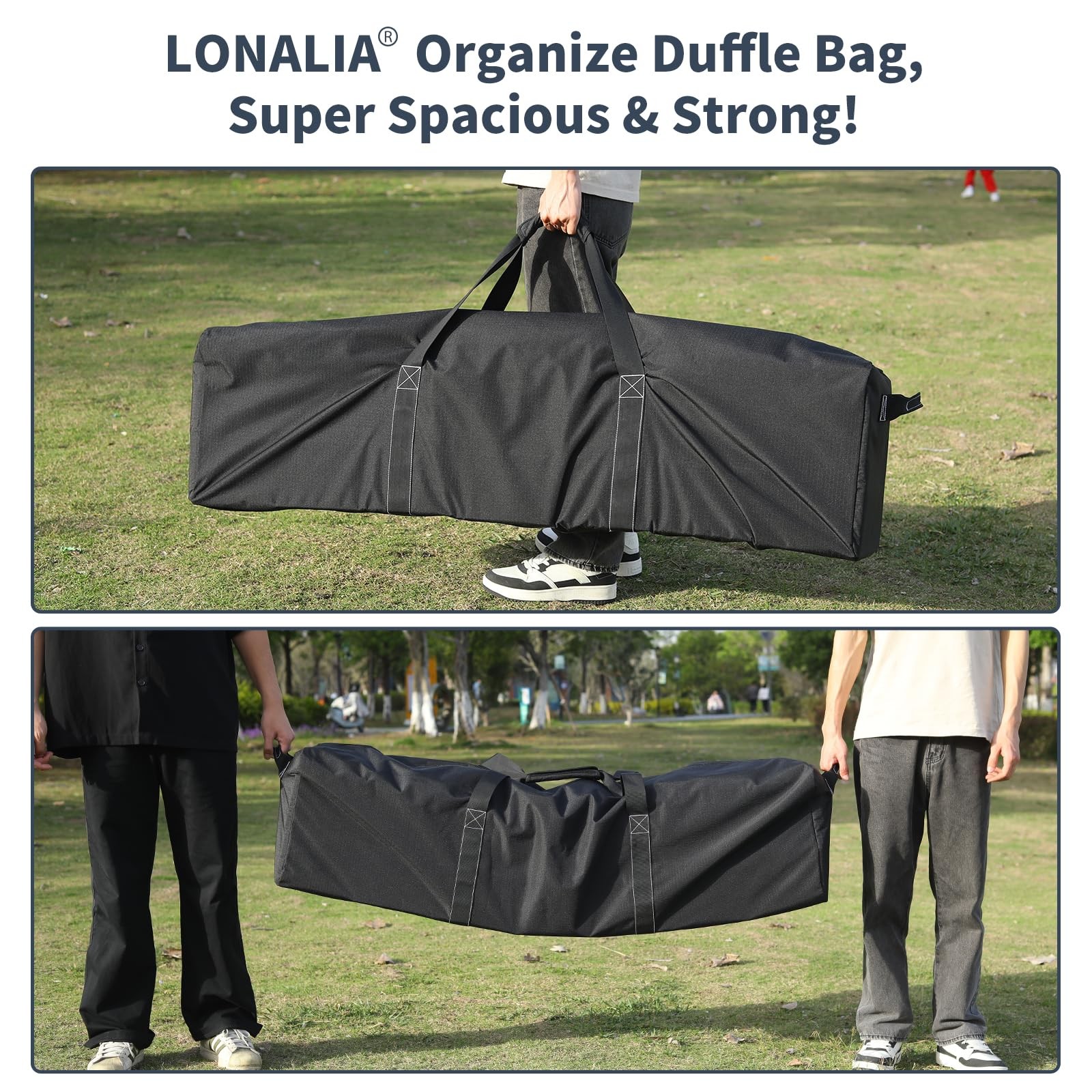 52 Inch Large Duffle Bag 180L Extra Large Heavy Duty Equipment Storage Black