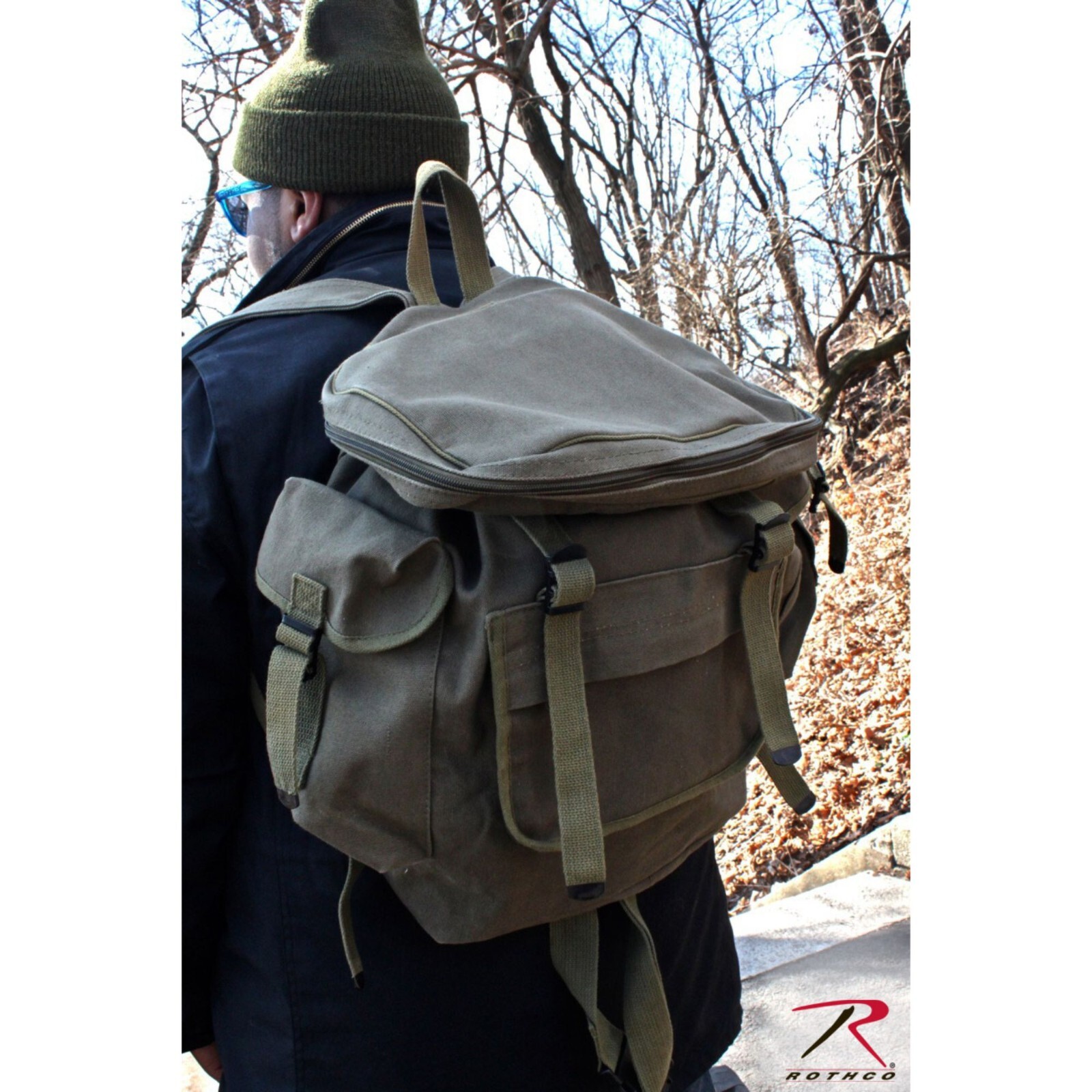 European Rucksack Canvas Backpack German Type Knapsack Army Military School Bag