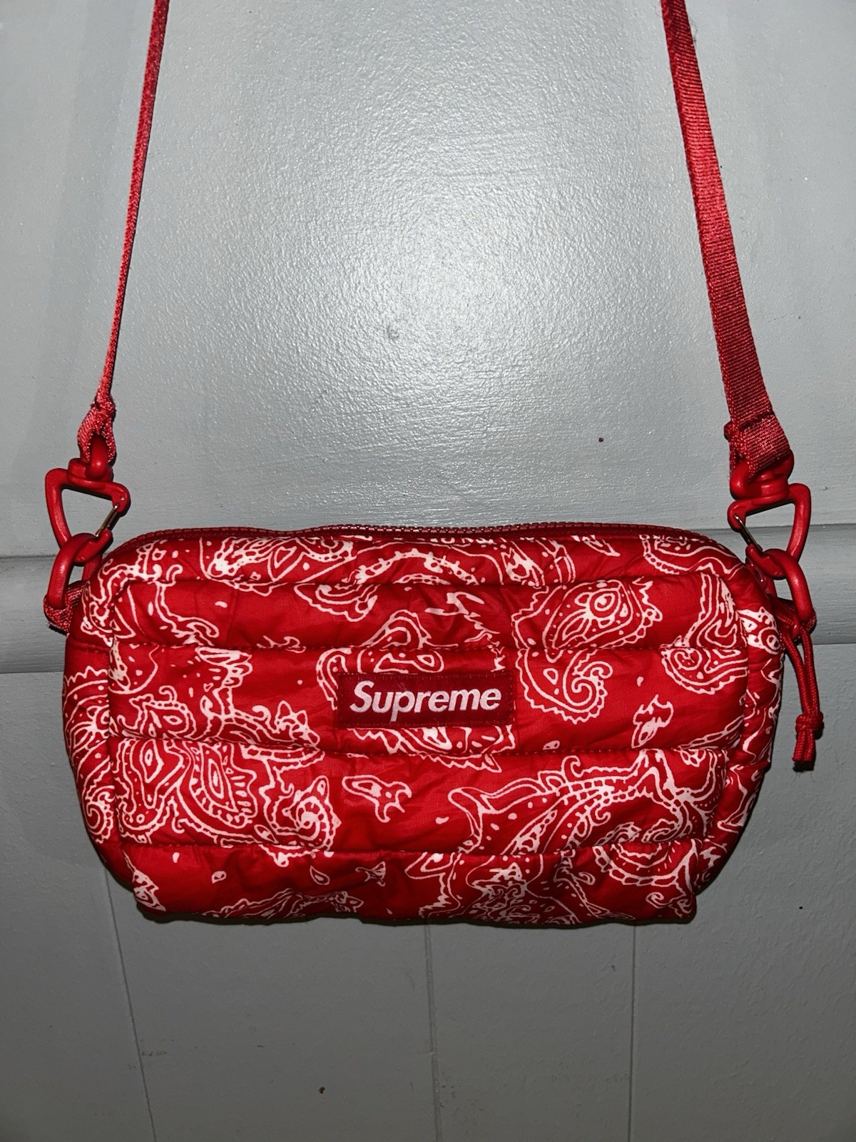 Supreme Paisley Puffer Bandana Red Shoulder Bag