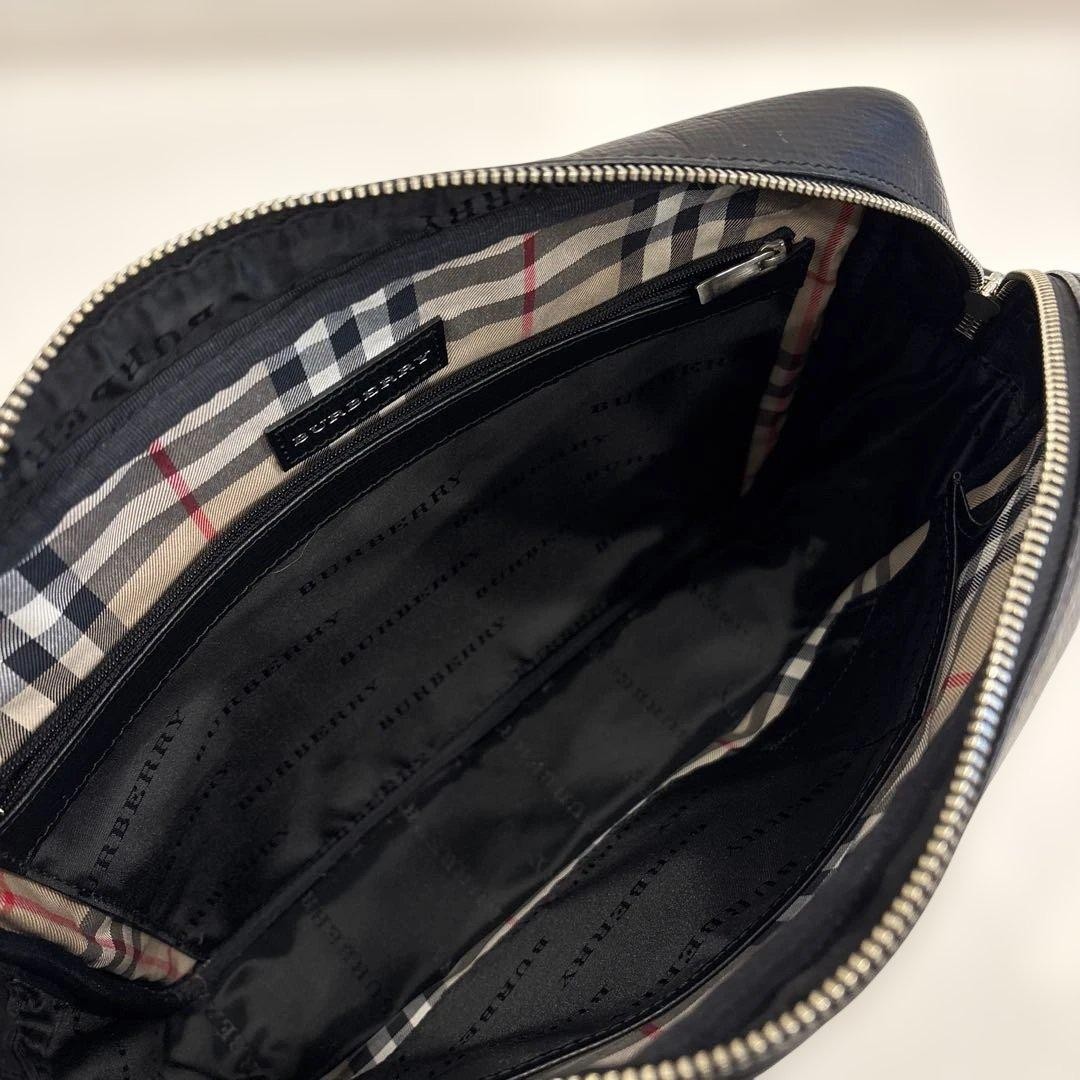 Authentic Burberry Black Leather Shoulder Bag 31cm x 24.5cm x 6.5cm with Nova Ch