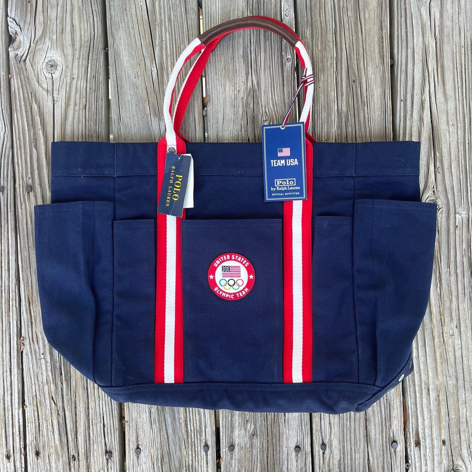 NEW Polo Ralph Lauren Team USA 2024 Summer Olympics Patch Tote Bag Navy Blue