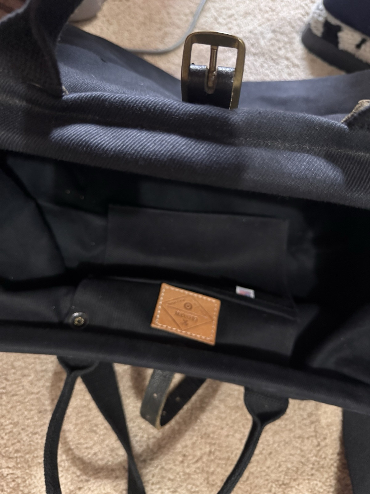 BillyKirk Black Canvas and Leather Carryall Bag Waxed Crossbody Strap Tote EUC