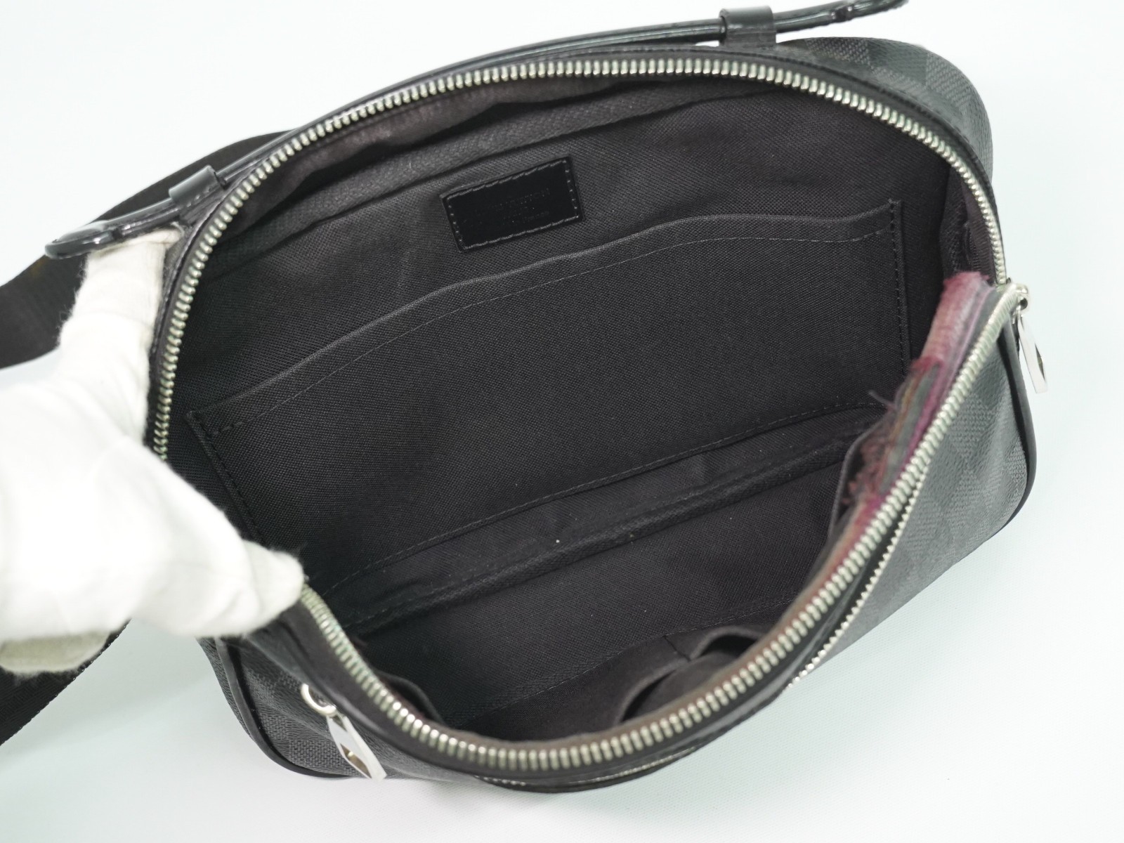 Louis Vuitton Ambler N41289 Damier Graphite Canvas Belt Body Bag Black Gray
